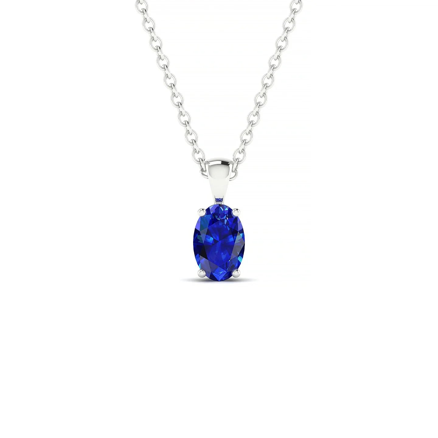 Reverse | 18k White Gold 6 x 4 mm Oval Sapphire Pendant