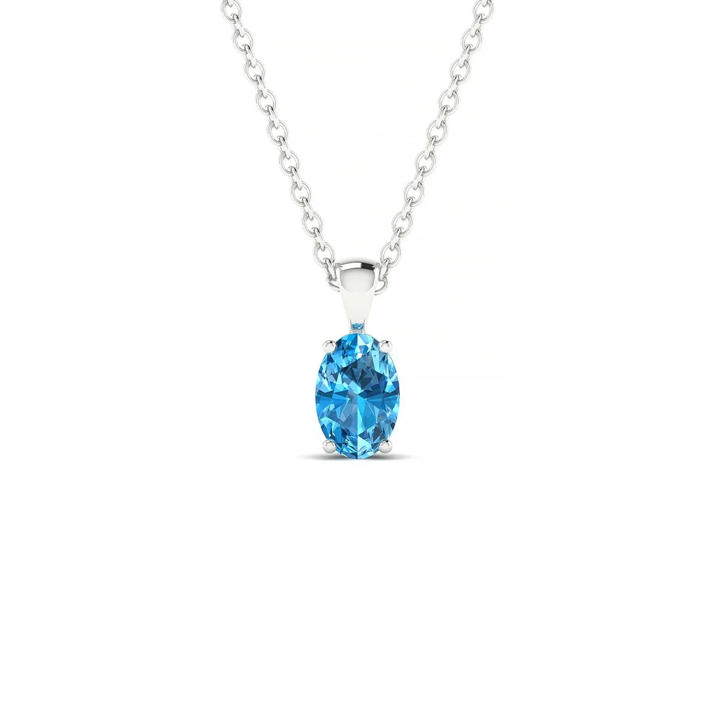 Reverse | 18k White Gold 6 x 4 mm Oval Topaz Pendant