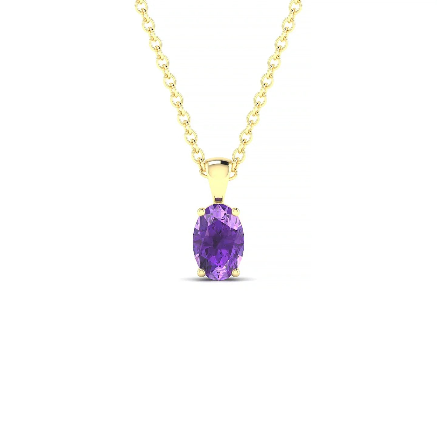 Reverse | 18k Yellow Gold 6 x 4 mm Oval Amethyst Pendant