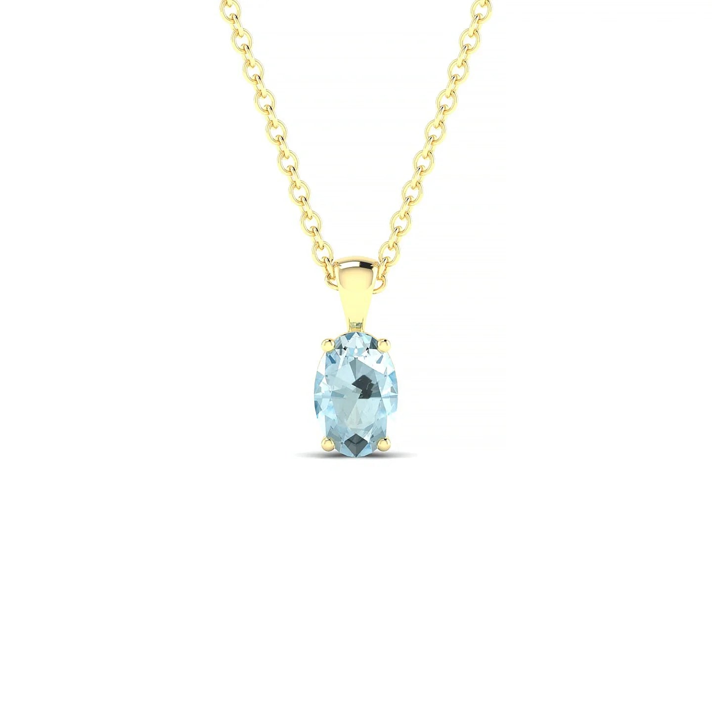 Reverse | 18k Yellow Gold 6 x 4 mm Oval Aquamarine Pendant