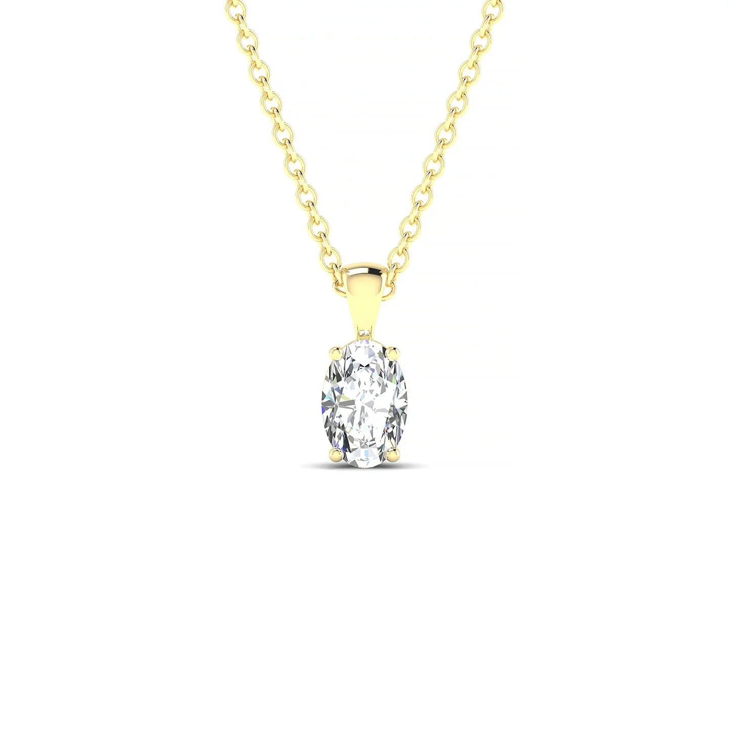 Reverse | 18k Yellow Gold 6 x 4 mm Oval Diamond Pendant