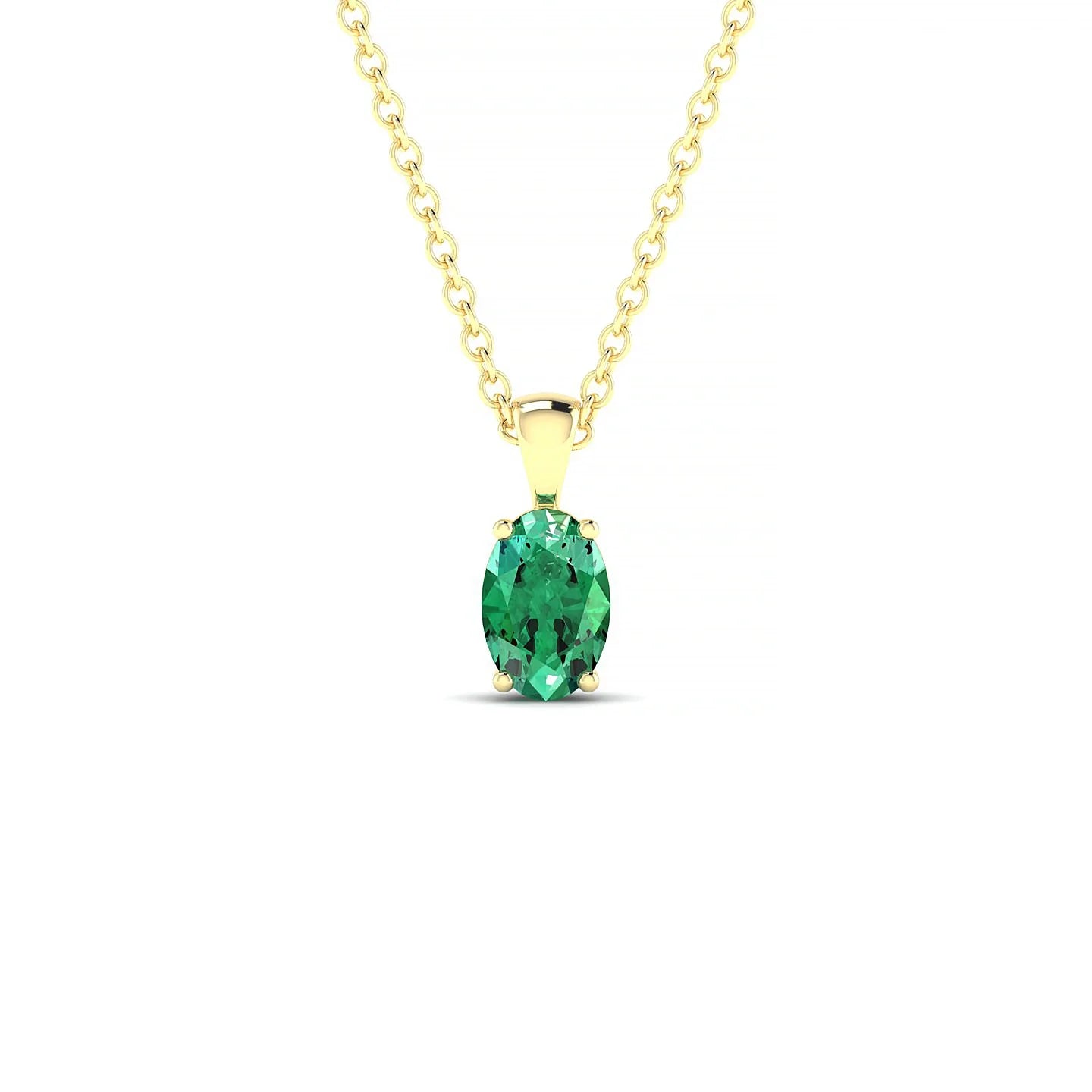 Reverse | 18k Yellow Gold 6 x 4 mm Oval Emerald Pendant