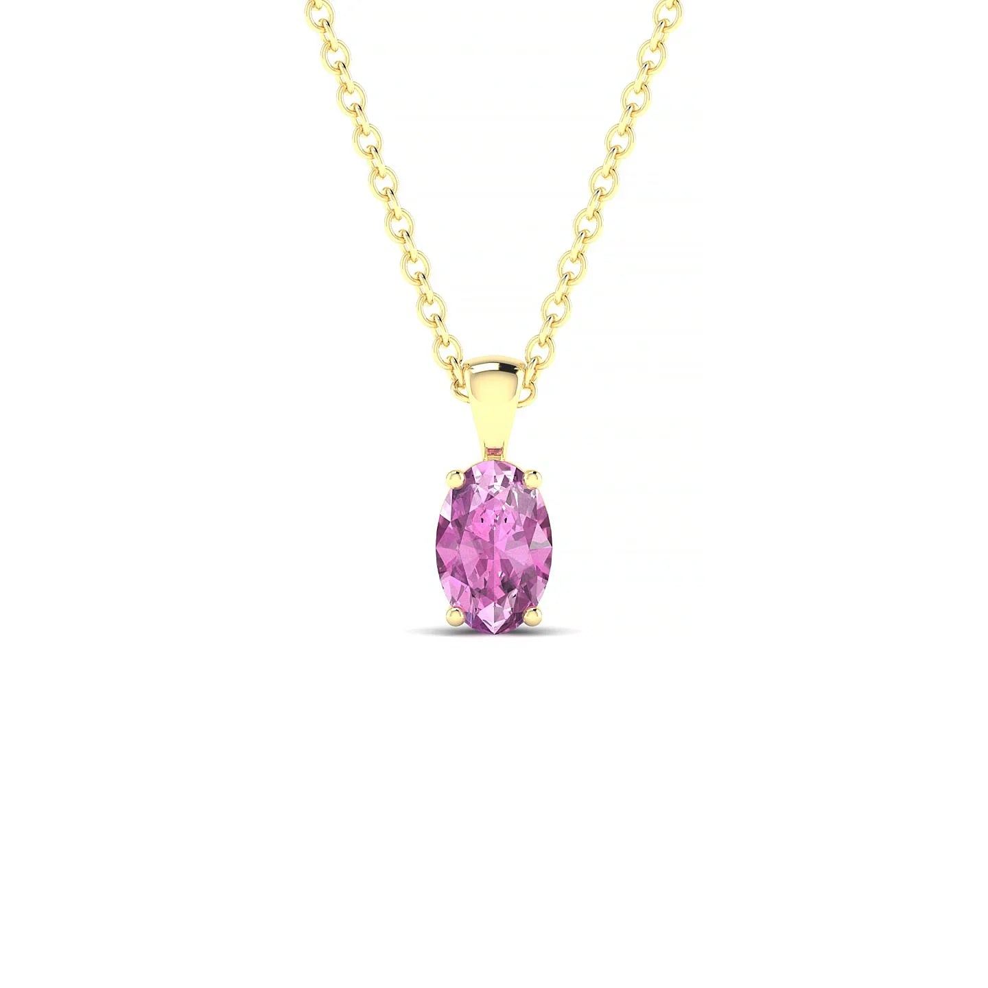 Reverse | 18k Yellow Gold 6 x 4 mm Oval Pink Sapphire Pendant