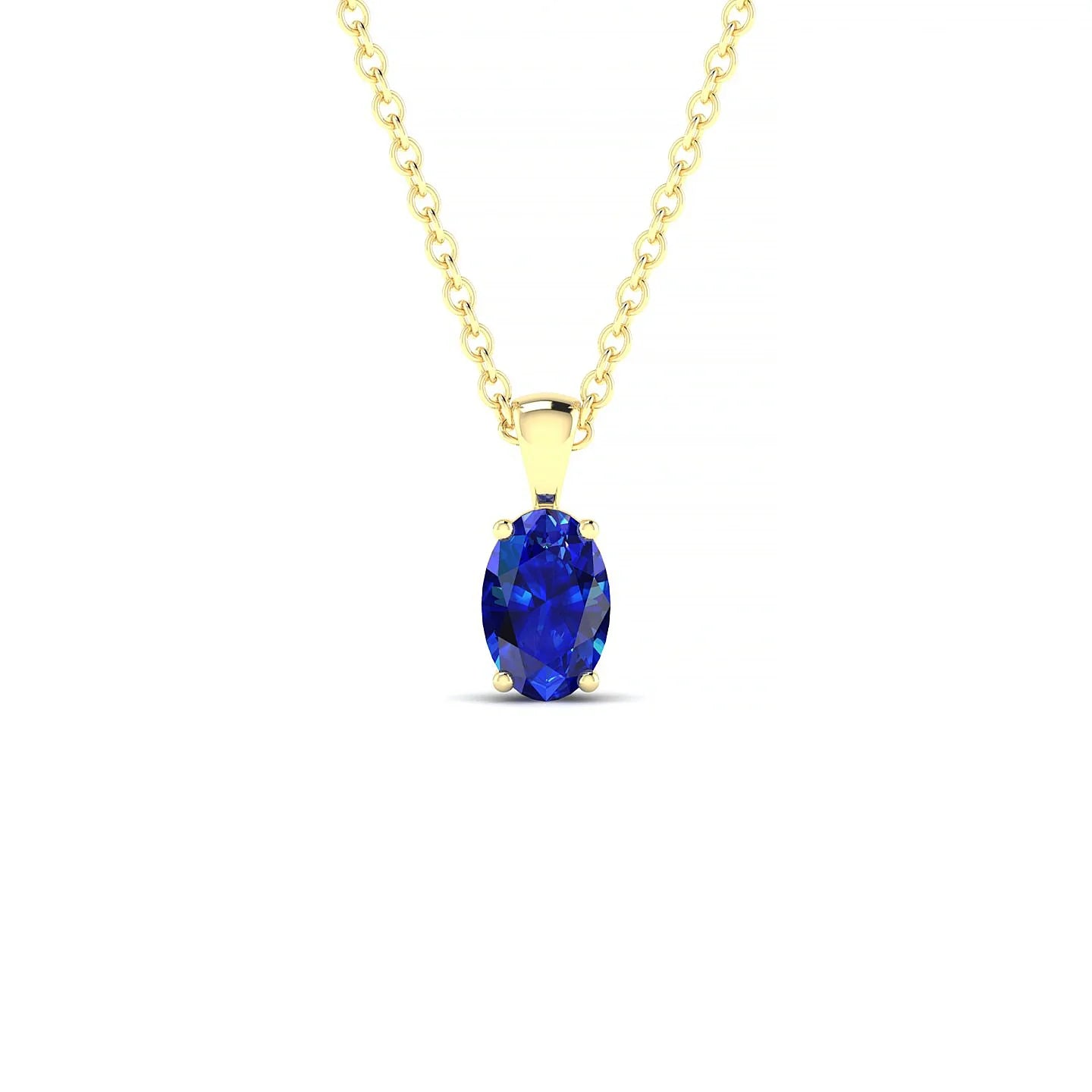Reverse | 18k Yellow Gold 6 x 4 mm Oval Sapphire Pendant