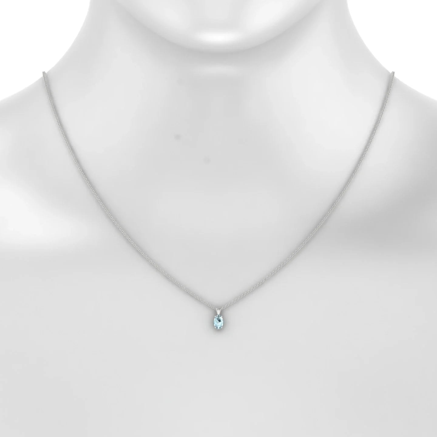 Reverse | 18k White Gold 6 x 4 mm Oval Aquamarine Pendant