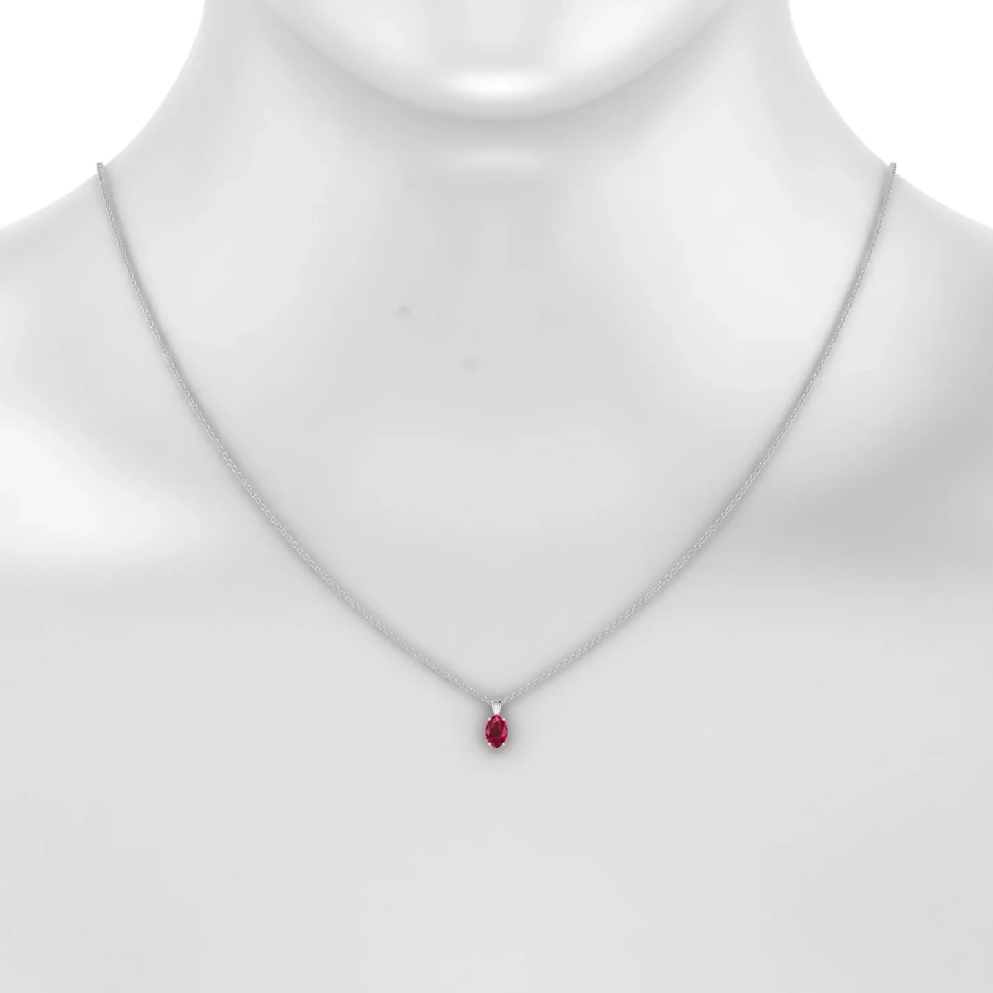Reverse | 18k White Gold 6 x 4 mm Oval Ruby Pendant