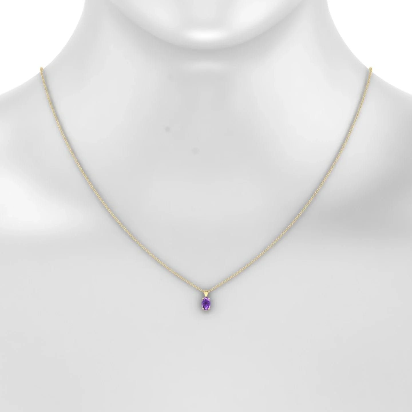 Reverse | 18k Yellow Gold 6 x 4 mm Oval Amethyst Pendant