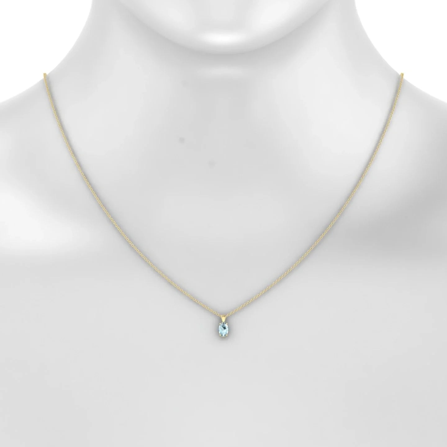 Reverse | 18k Yellow Gold 6 x 4 mm Oval Aquamarine Pendant