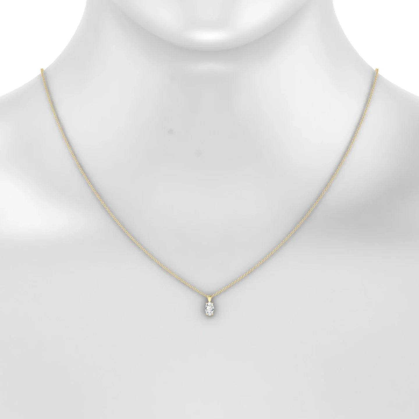 Reverse | 18k Yellow Gold 6 x 4 mm Oval Diamond Pendant
