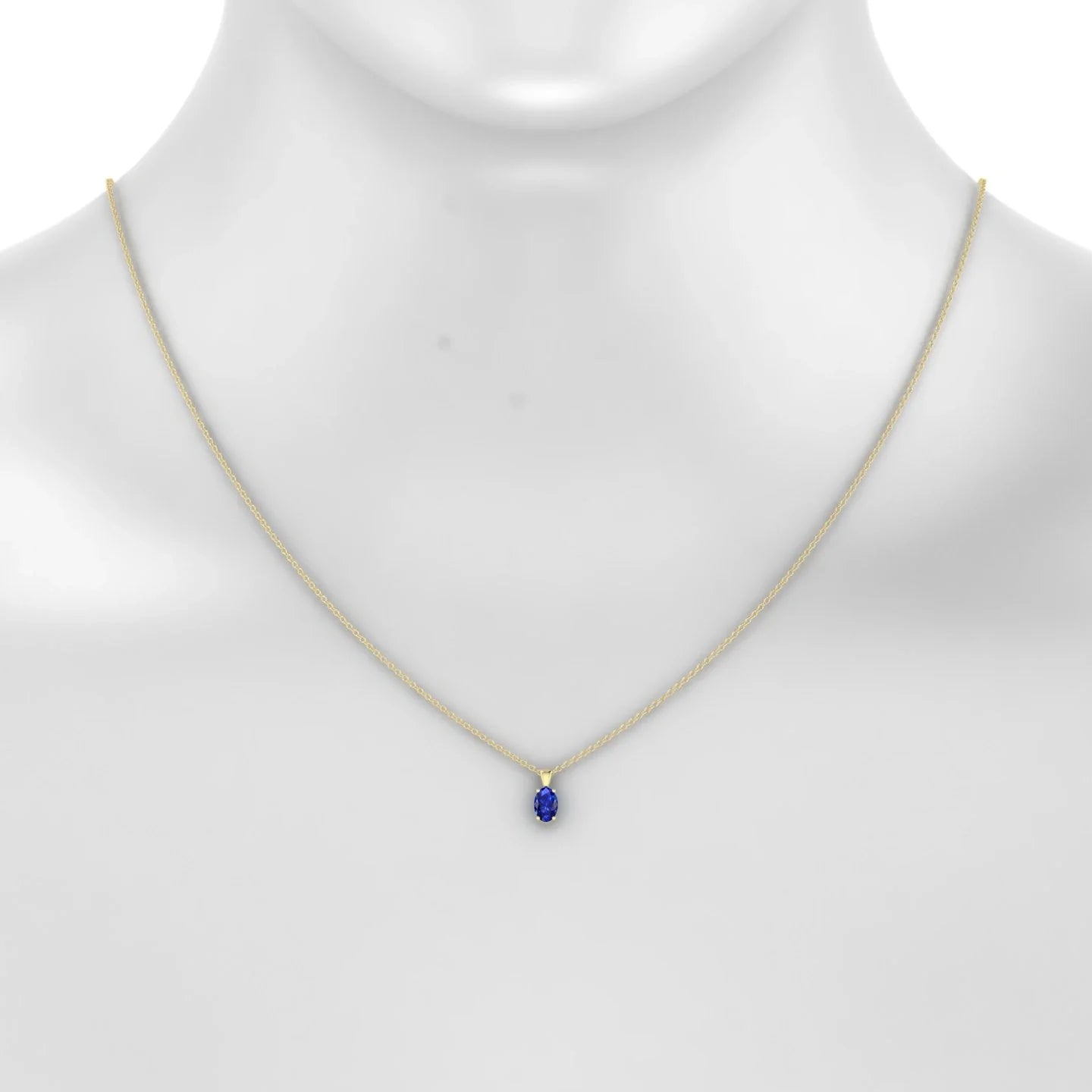 Reverse | 18k Yellow Gold 6 x 4 mm Oval Sapphire Pendant
