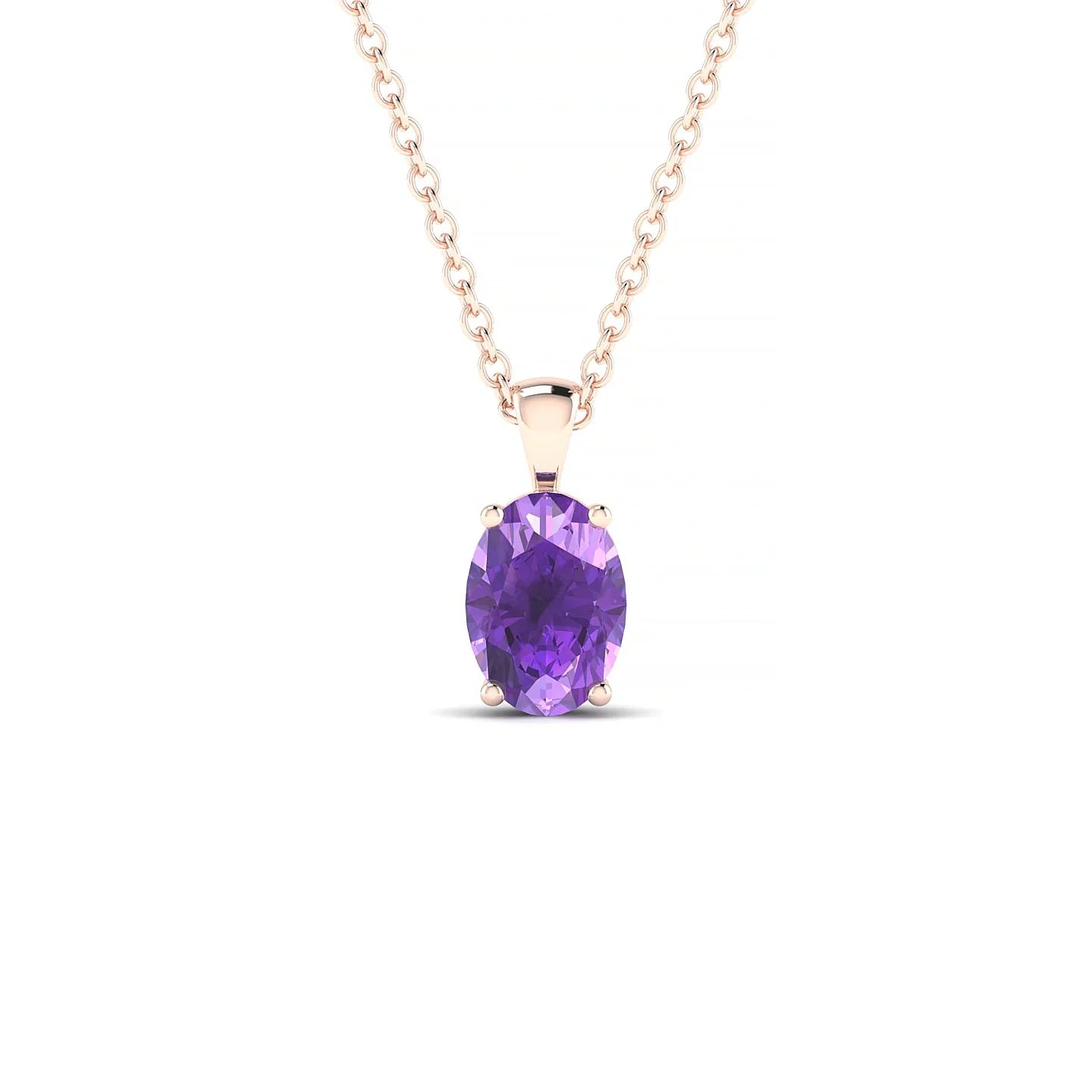 Reverse | 18k Rose Gold 7 x 5 mm Oval Amethyst Pendant