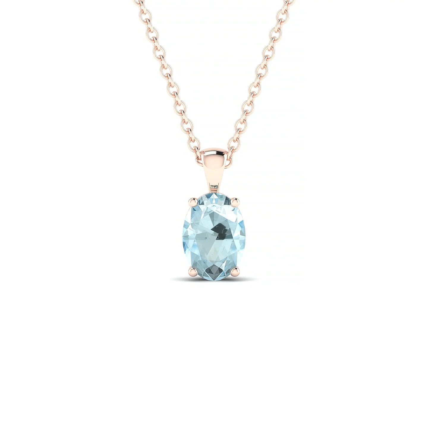 Reverse | 18k Rose Gold 7 x 5 mm Oval Aquamarine Pendant