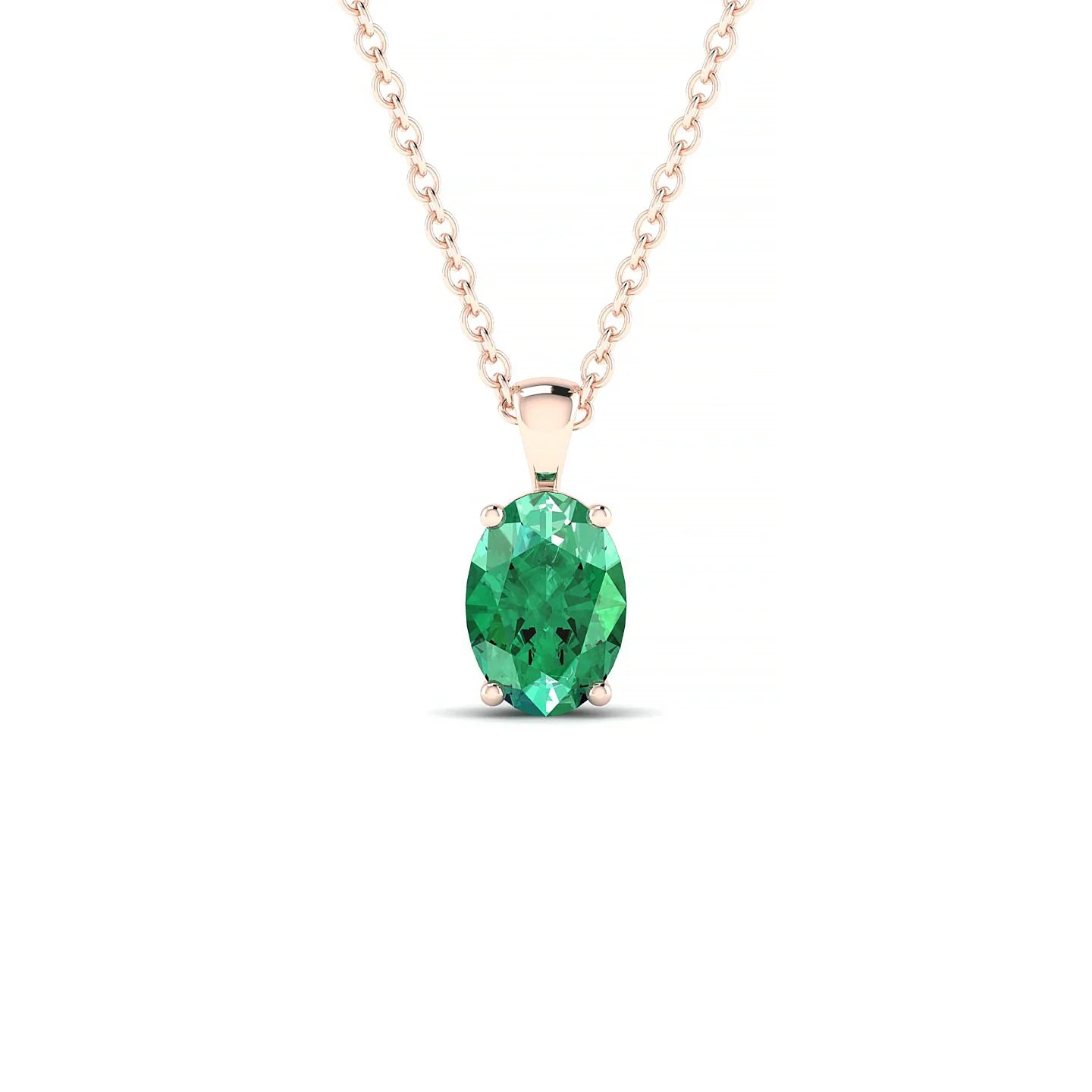 Reverse | 18k Rose Gold 7 x 5 mm Oval Emerald Pendant