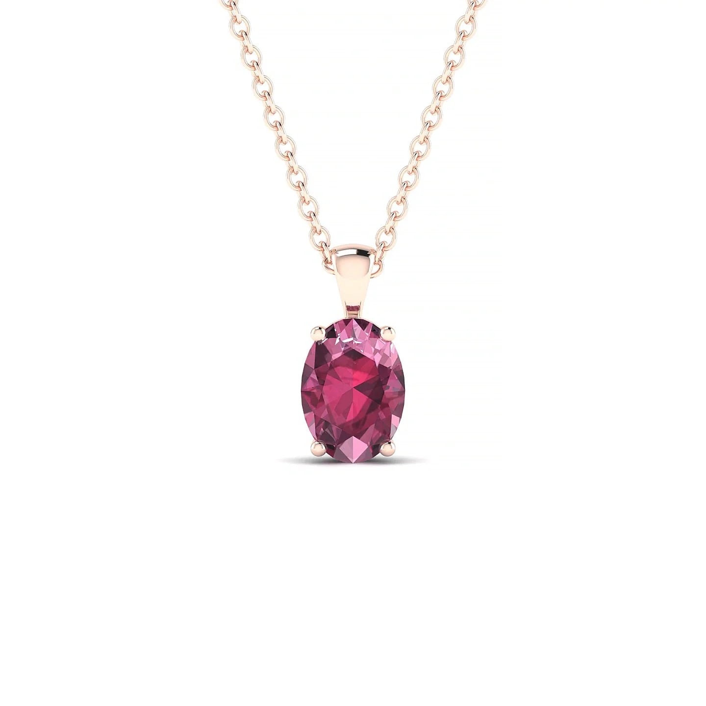 Reverse | 18k Rose Gold 7 x 5 mm Oval Rhodolite Pendant
