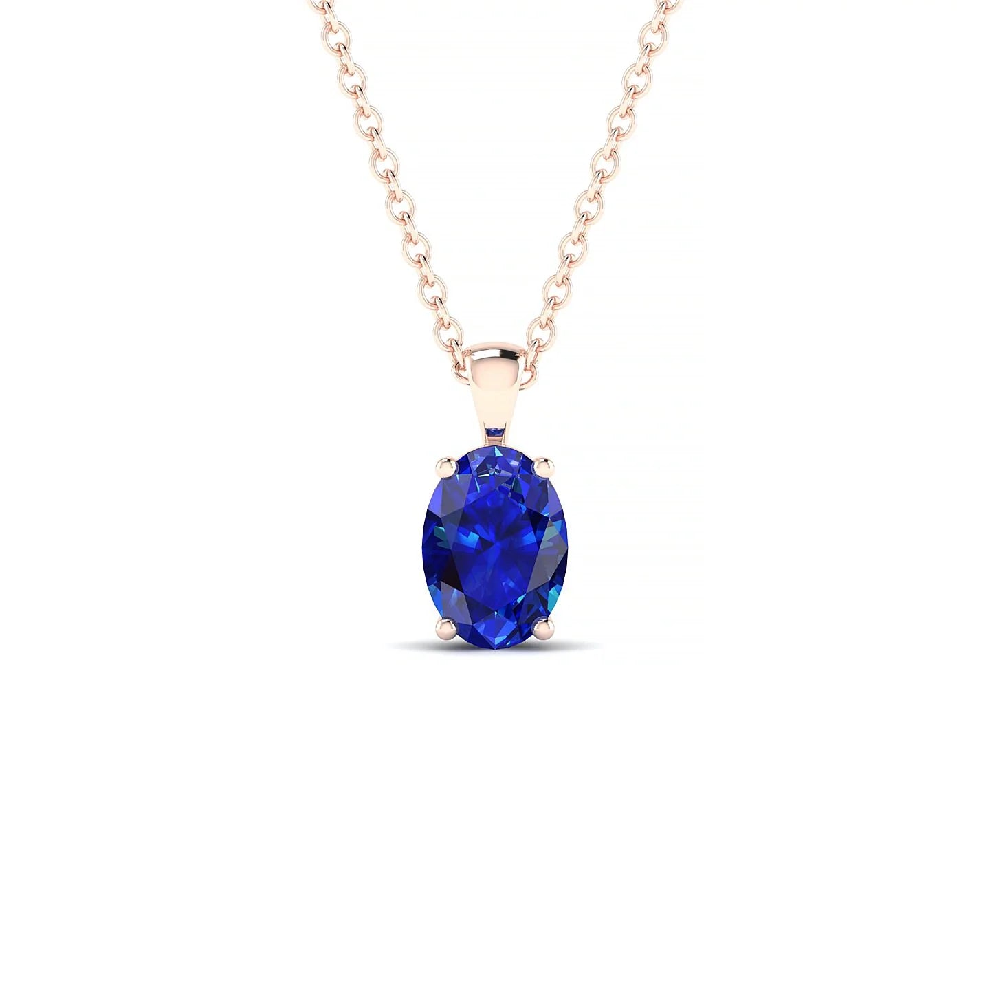 Reverse | 18k Rose Gold 7 x 5 mm Oval Sapphire Pendant