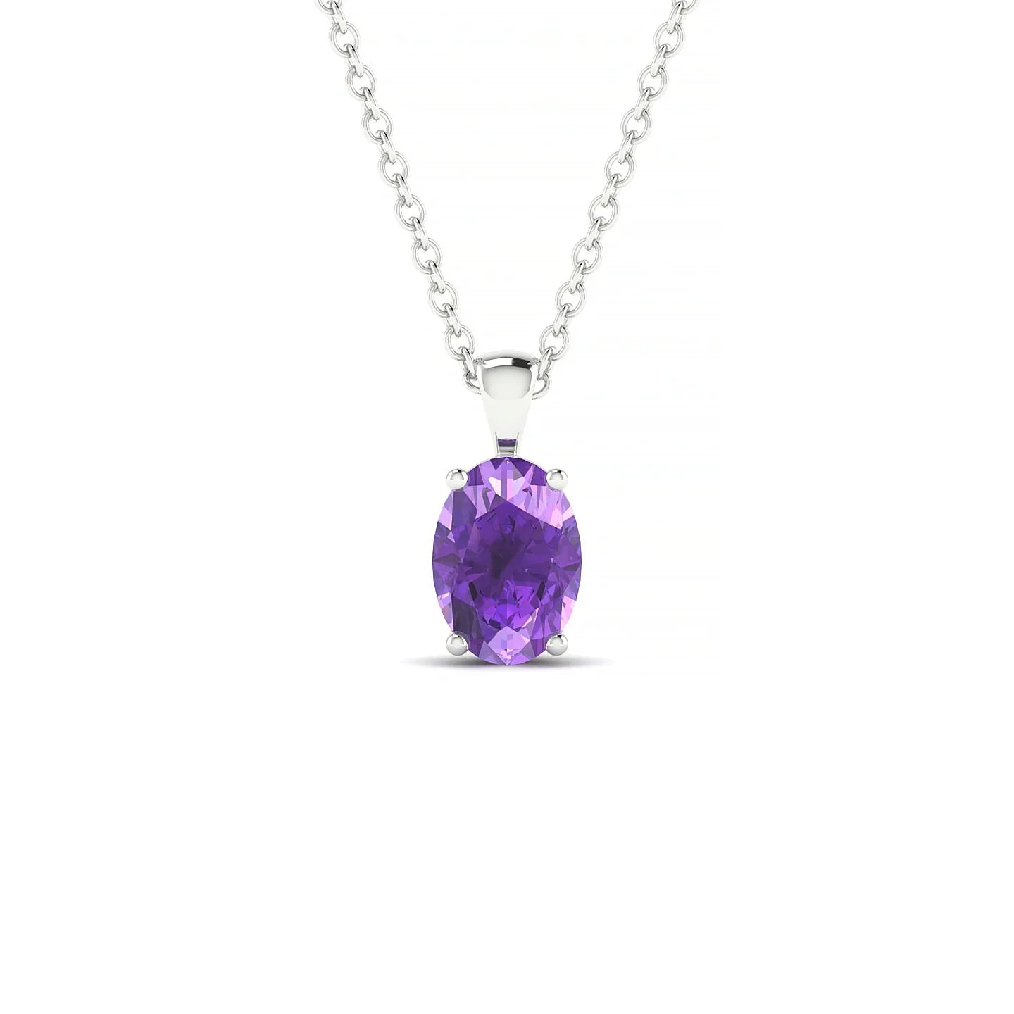 Reverse | 18k White Gold 7 x 5 mm Oval Amethyst Pendant