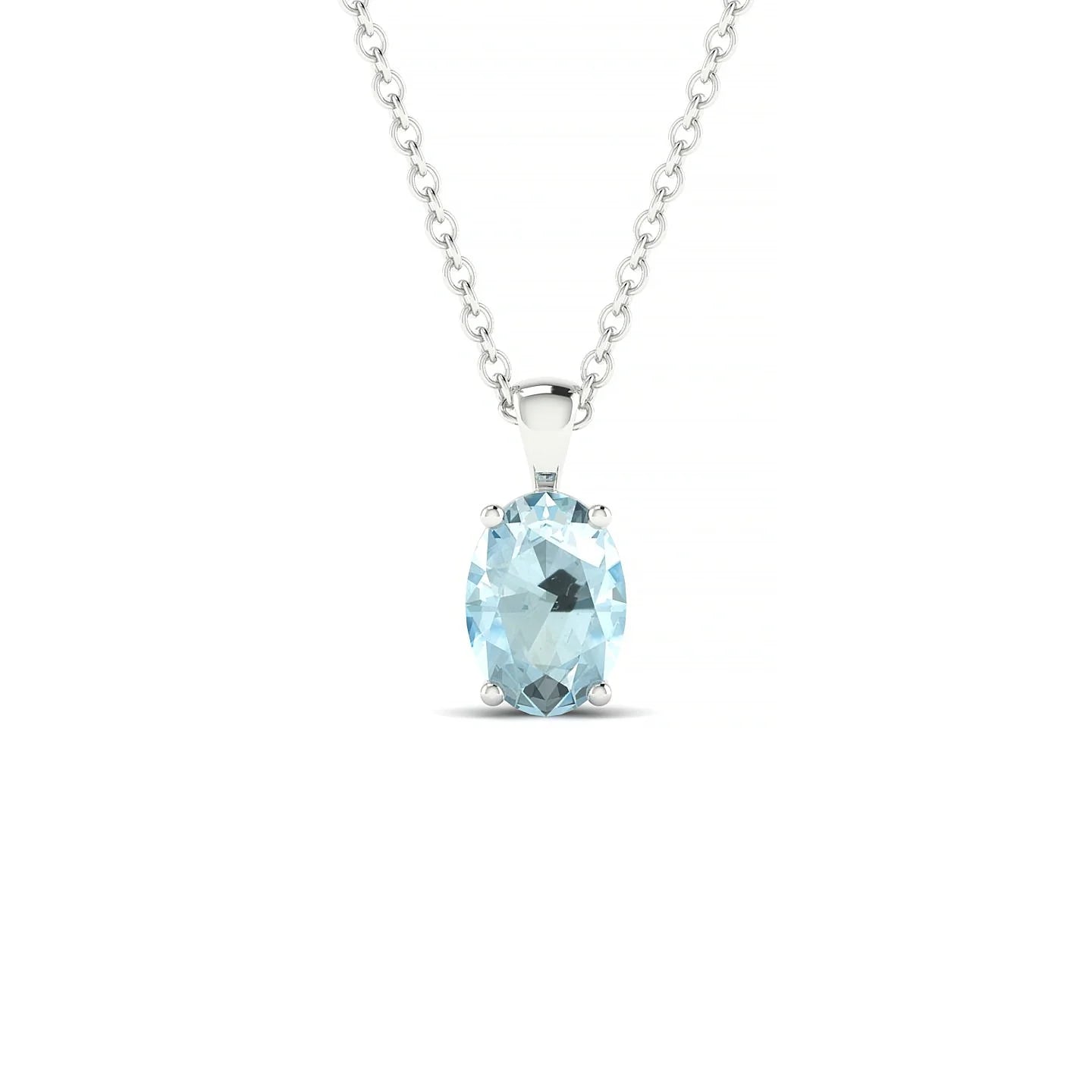 Reverse | 18k White Gold 7 x 5 mm Oval Aquamarine Pendant