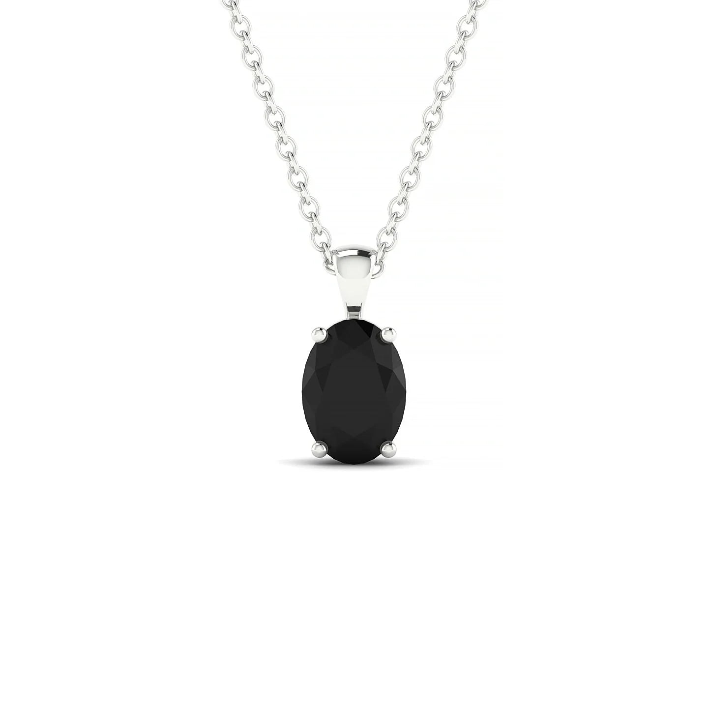 Reverse | 18k White Gold 7 x 5 mm Oval Black Diamond Pendant