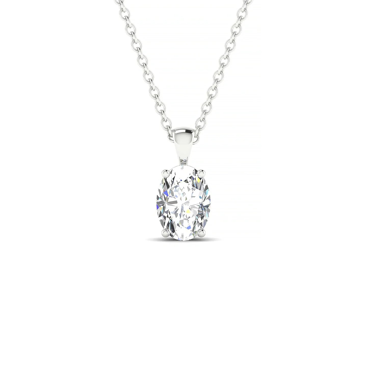 Reverse | 18k White Gold 7 x 5 mm Oval Diamond Pendant