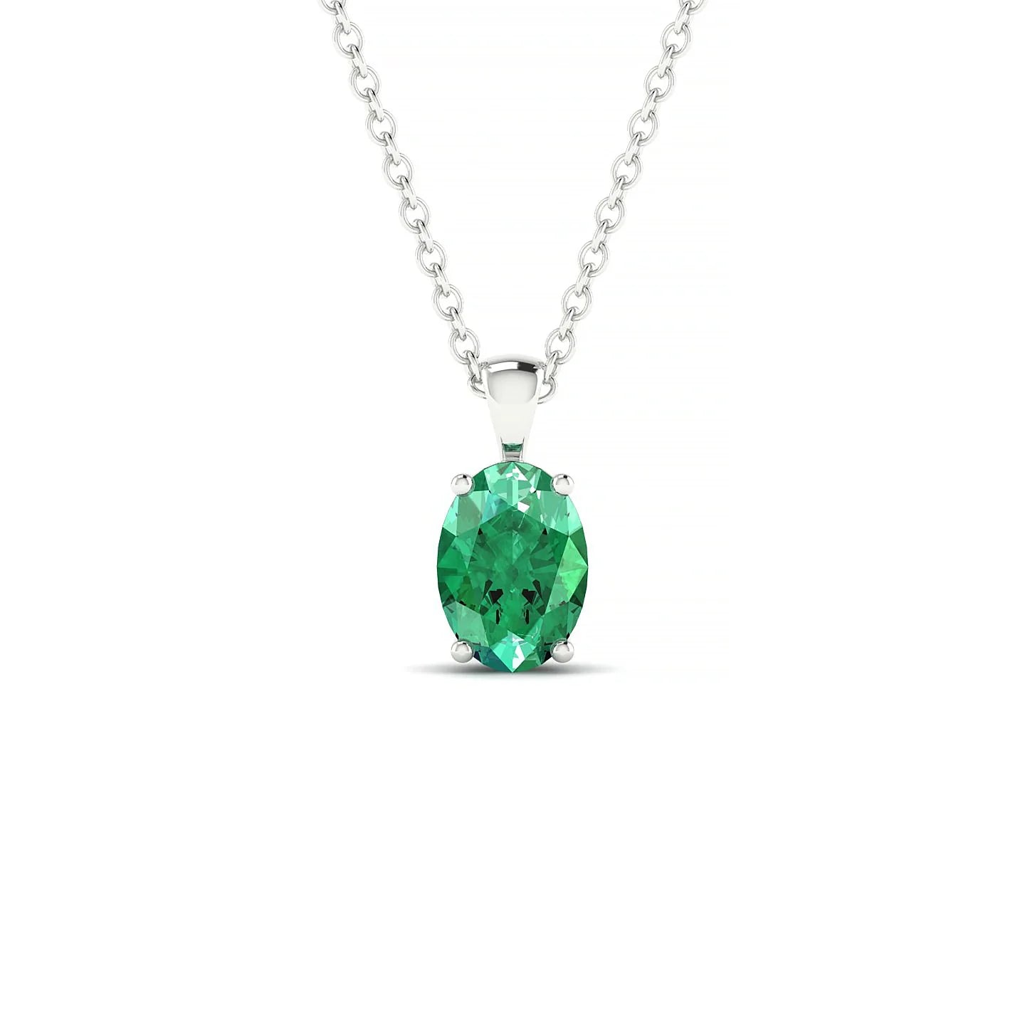 Reverse | 18k White Gold 7 x 5 mm Oval Emerald Pendant