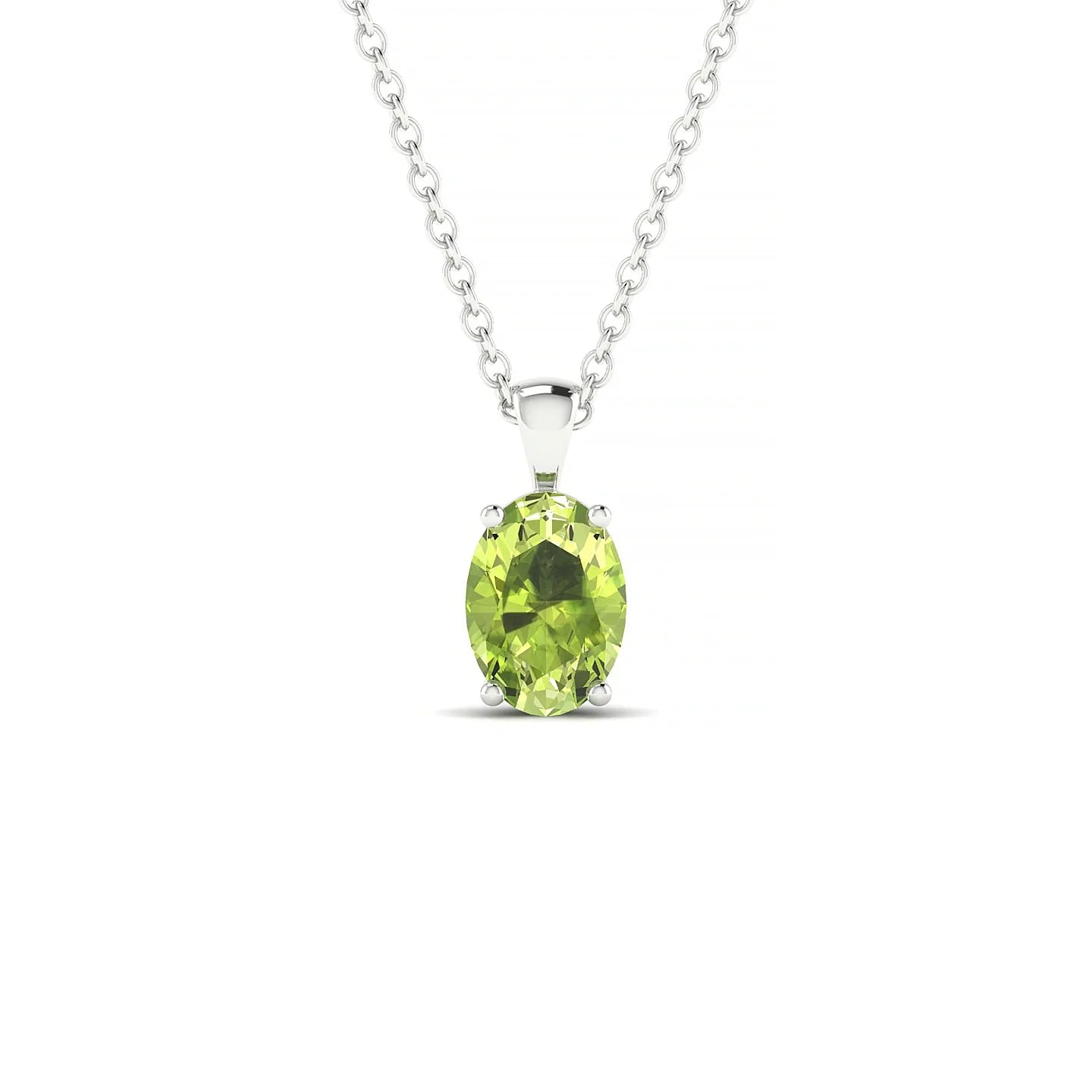 Reverse | 18k White Gold 7 x 5 mm Oval Peridot Pendant