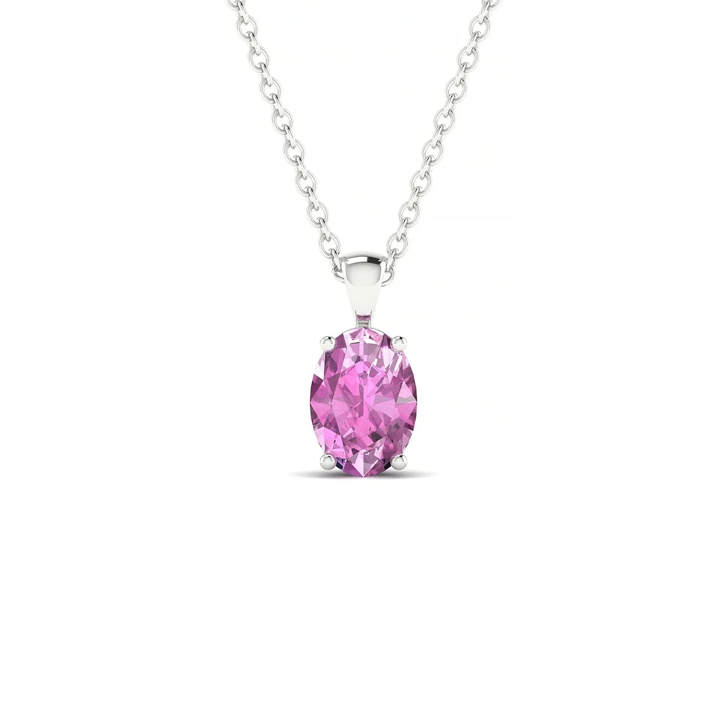 Reverse | 18k White Gold 7 x 5 mm Oval Pink Sapphire Pendant