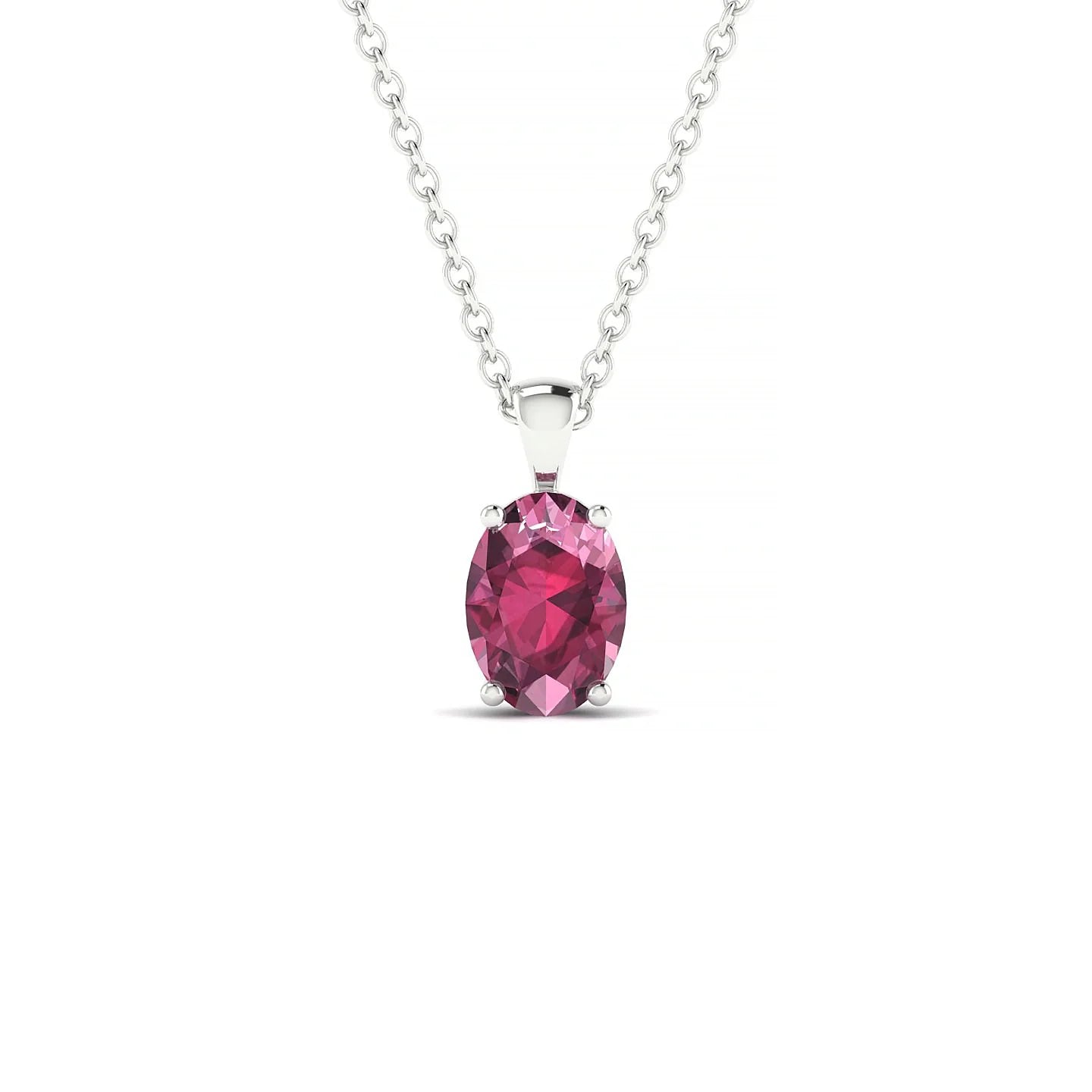 Reverse | 18k White Gold 7 x 5 mm Oval Rhodolite Pendant