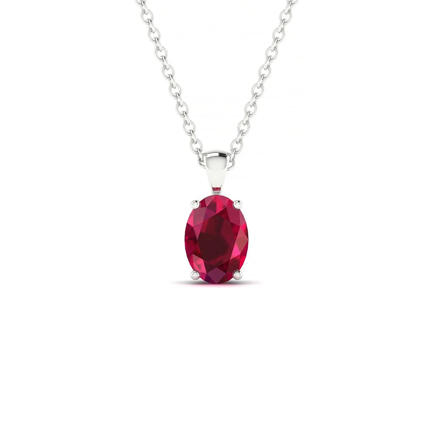 Reverse | 18k White Gold 7 x 5 mm Oval Ruby Pendant