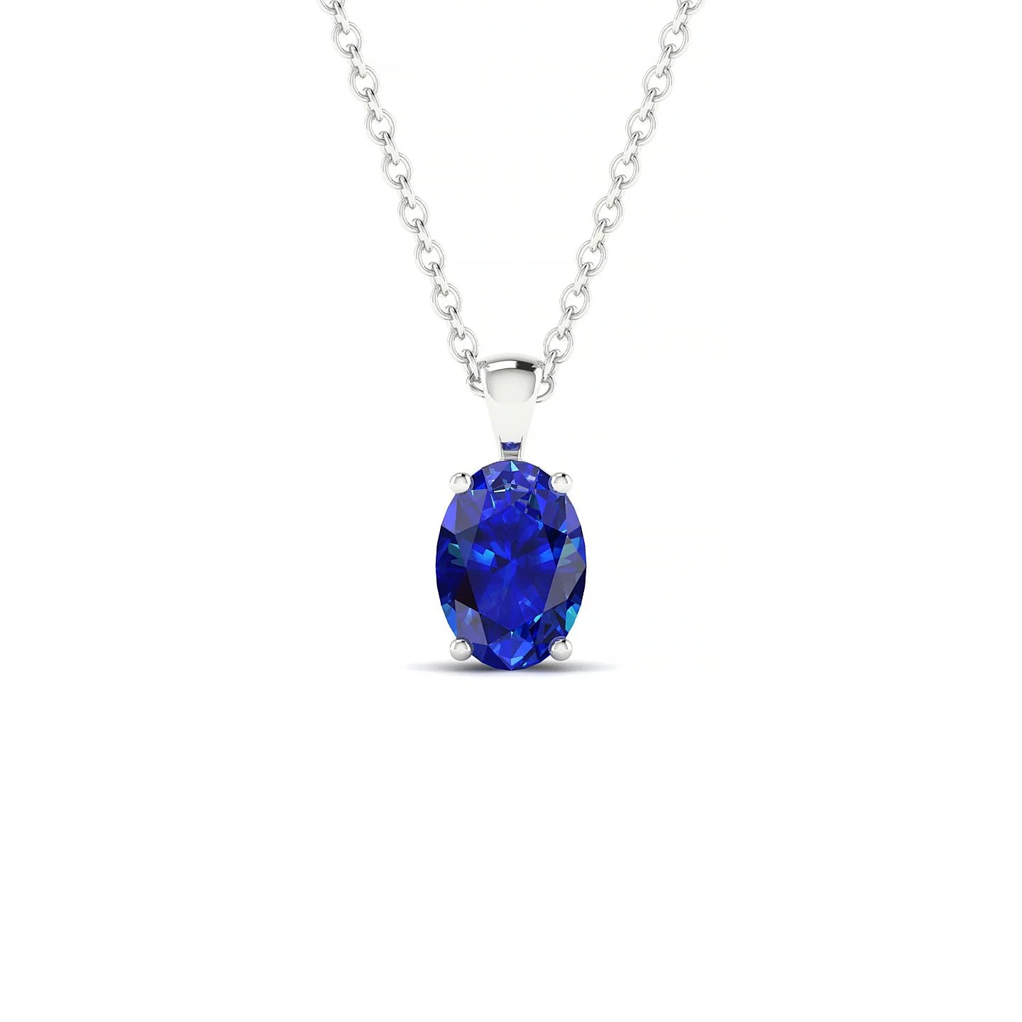 Reverse | 18k White Gold 7 x 5 mm Oval Sapphire Pendant