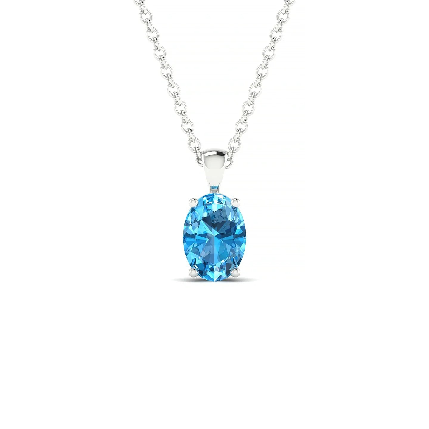 Reverse | 18k White Gold 7 x 5 mm Oval Topaz Pendant