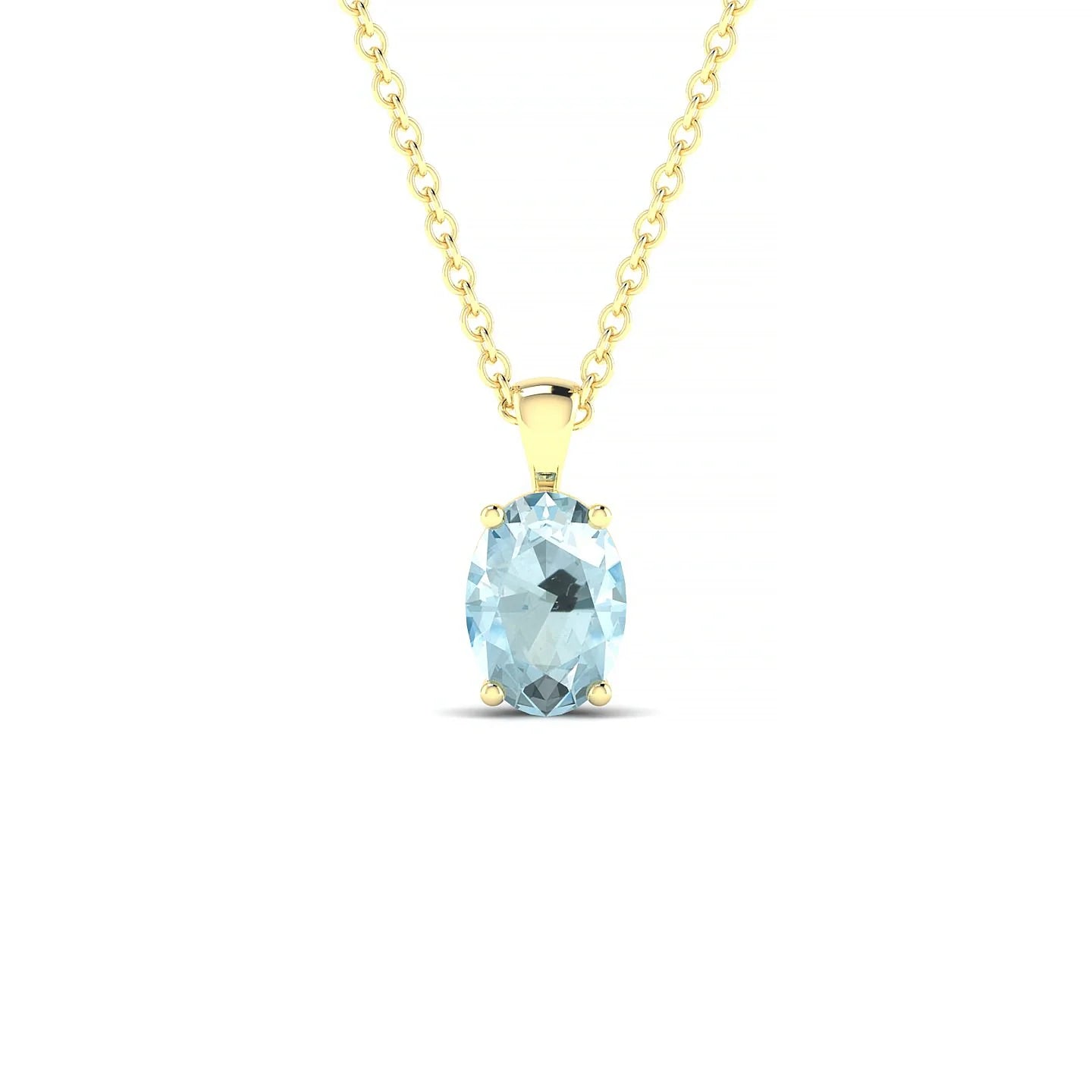 Reverse | 18k Yellow Gold 7 x 5 mm Oval Aquamarine Pendant