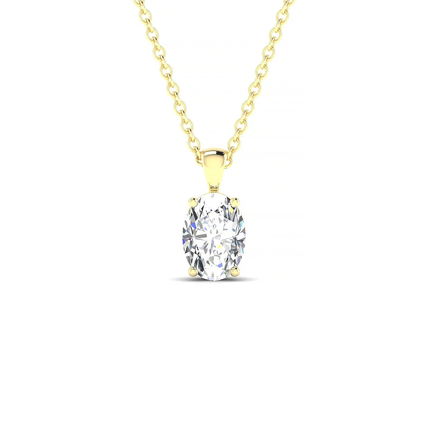 Reverse | 18k Yellow Gold 7 x 5 mm Oval Diamond Pendant