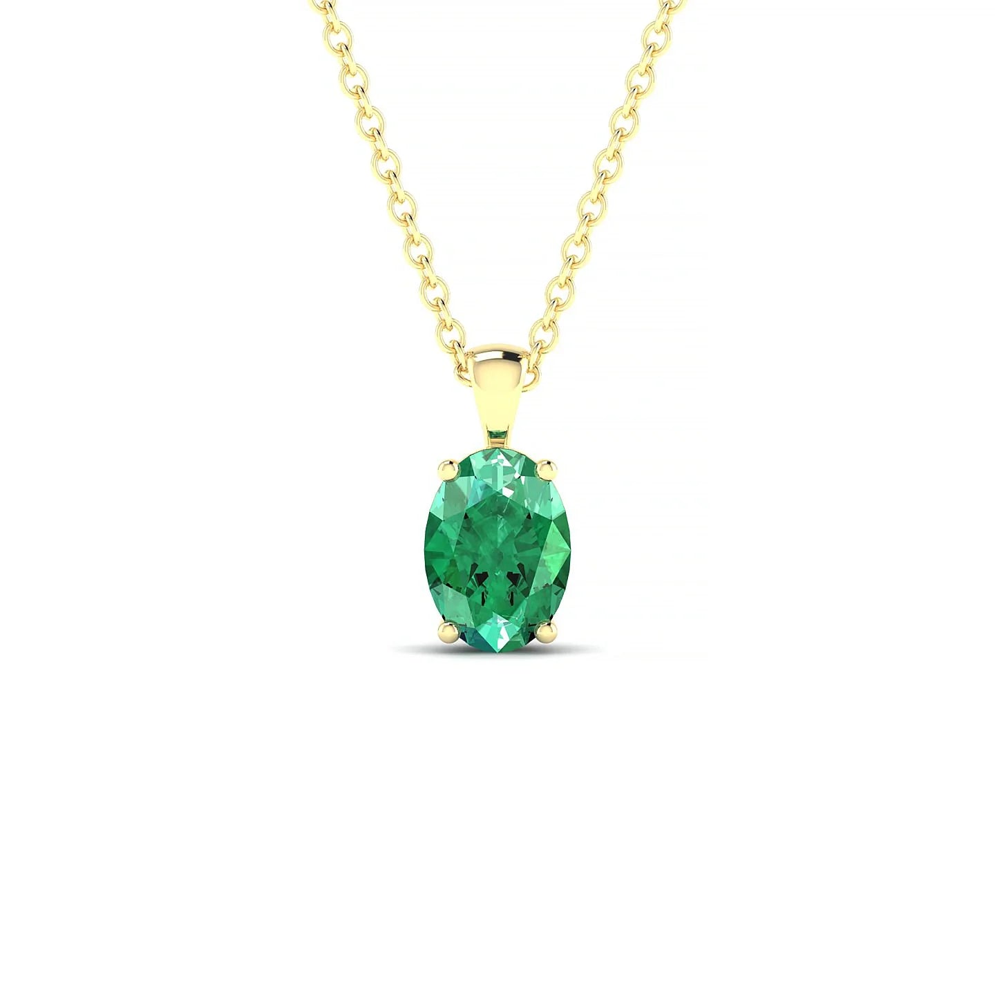 Reverse | 18k Yellow Gold 7 x 5 mm Oval Emerald Pendant