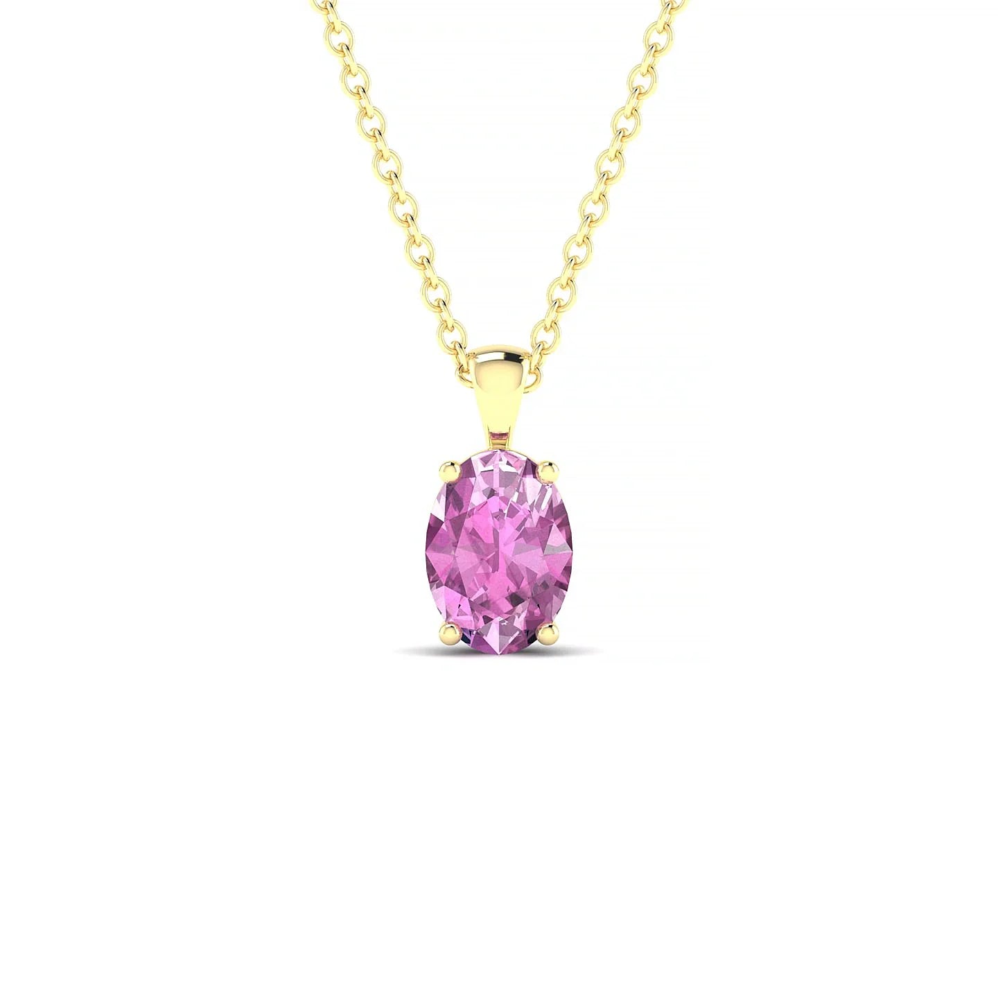 Reverse | 18k Yellow Gold 7 x 5 mm Oval Pink Sapphire Pendant