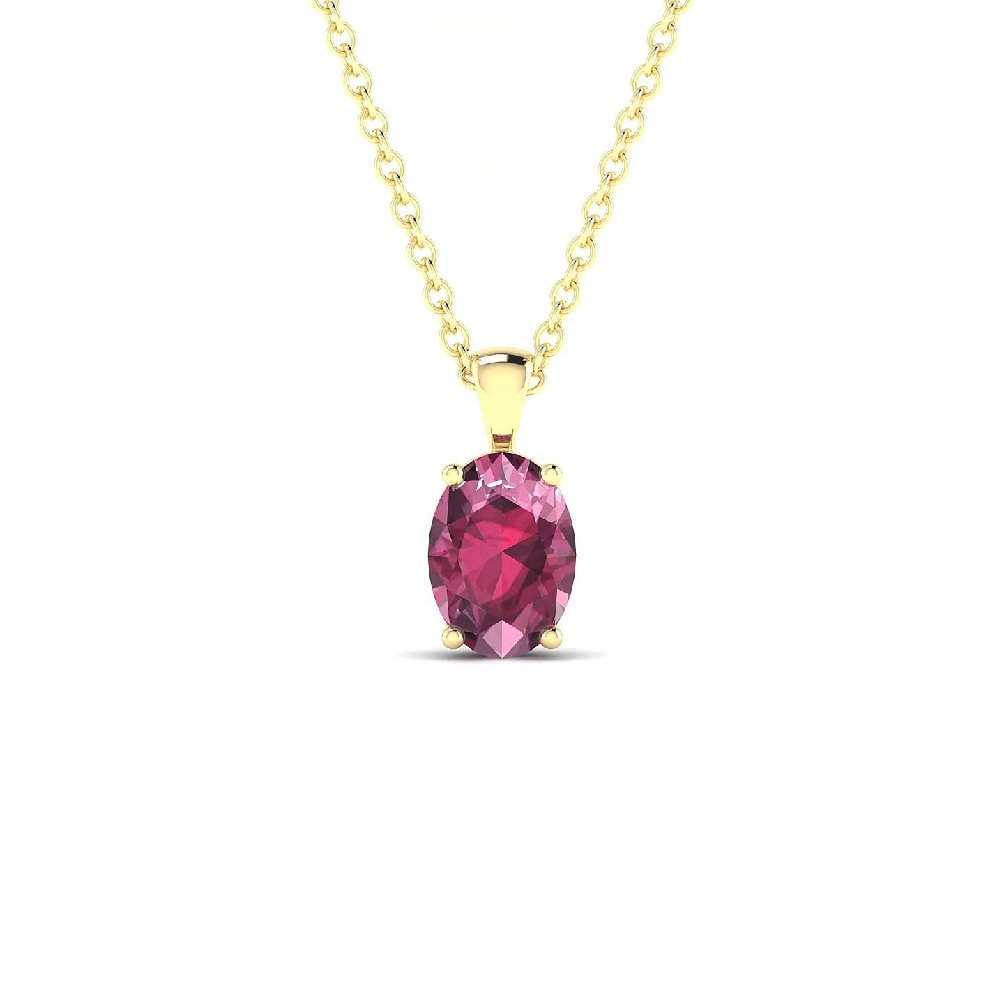 Reverse | 18k Yellow Gold 7 x 5 mm Oval Rhodolite Pendant