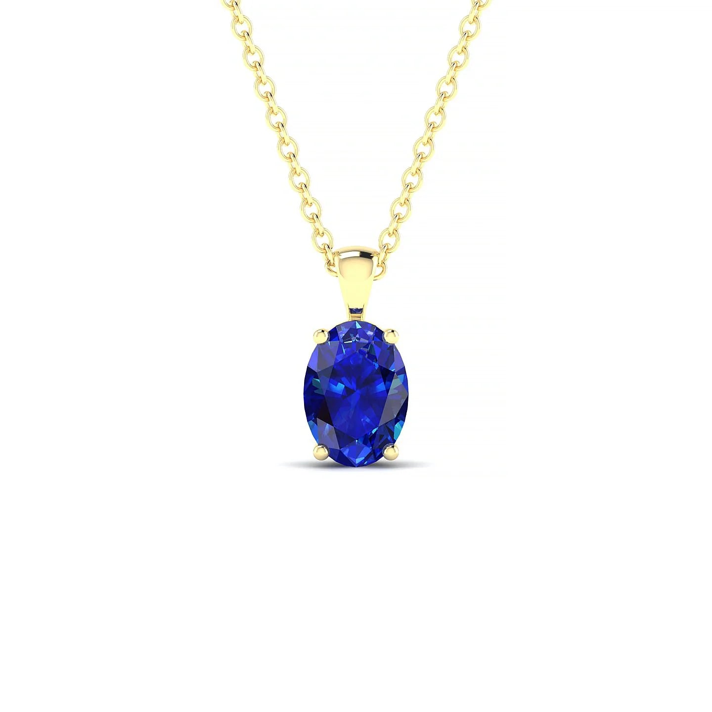 Reverse | 18k Yellow Gold 7 x 5 mm Oval Sapphire Pendant
