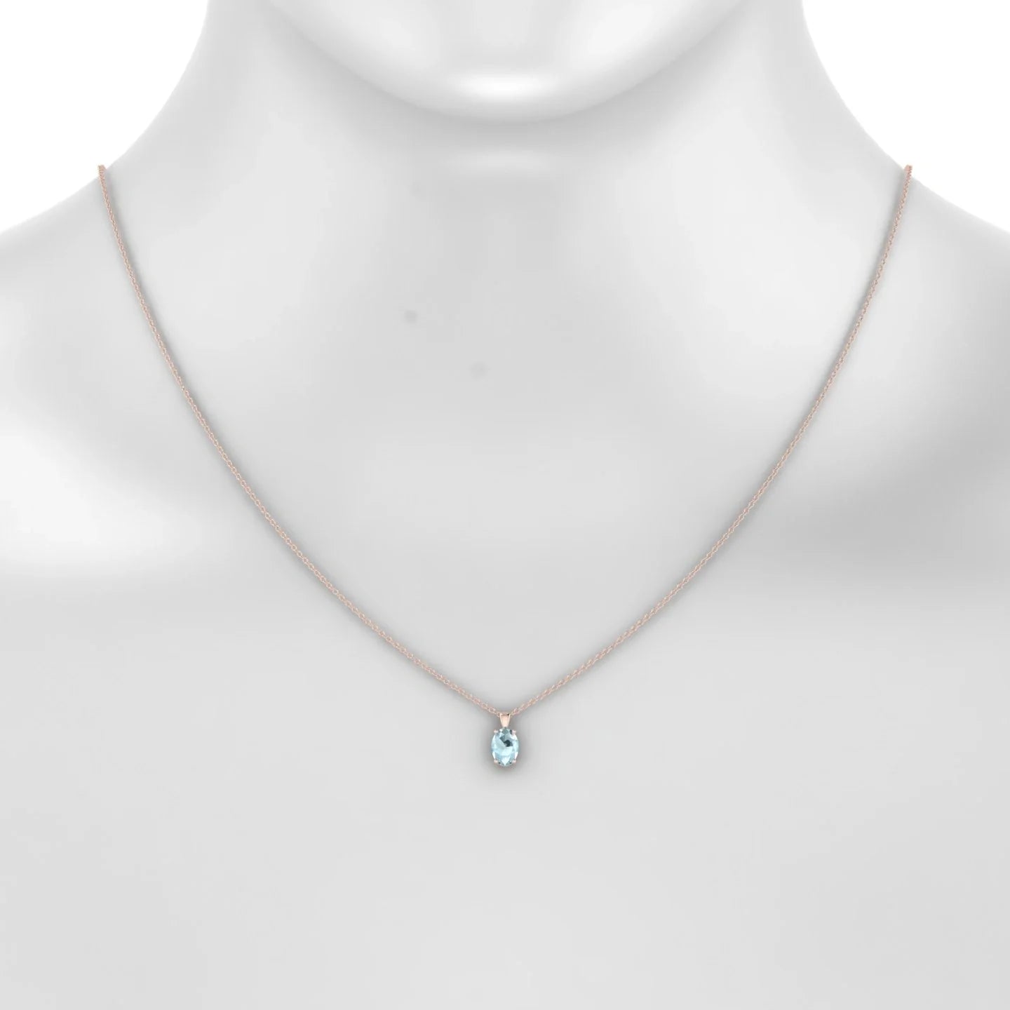 Reverse | 18k Rose Gold 7 x 5 mm Oval Aquamarine Pendant