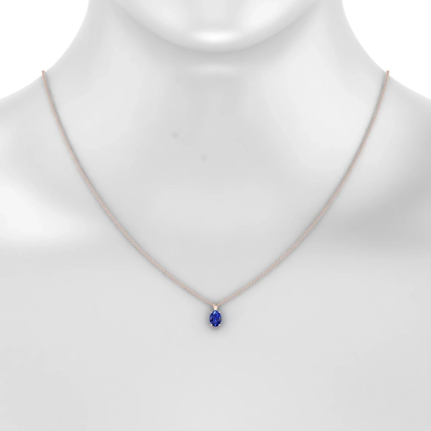 Reverse | 18k Rose Gold 7 x 5 mm Oval Sapphire Pendant