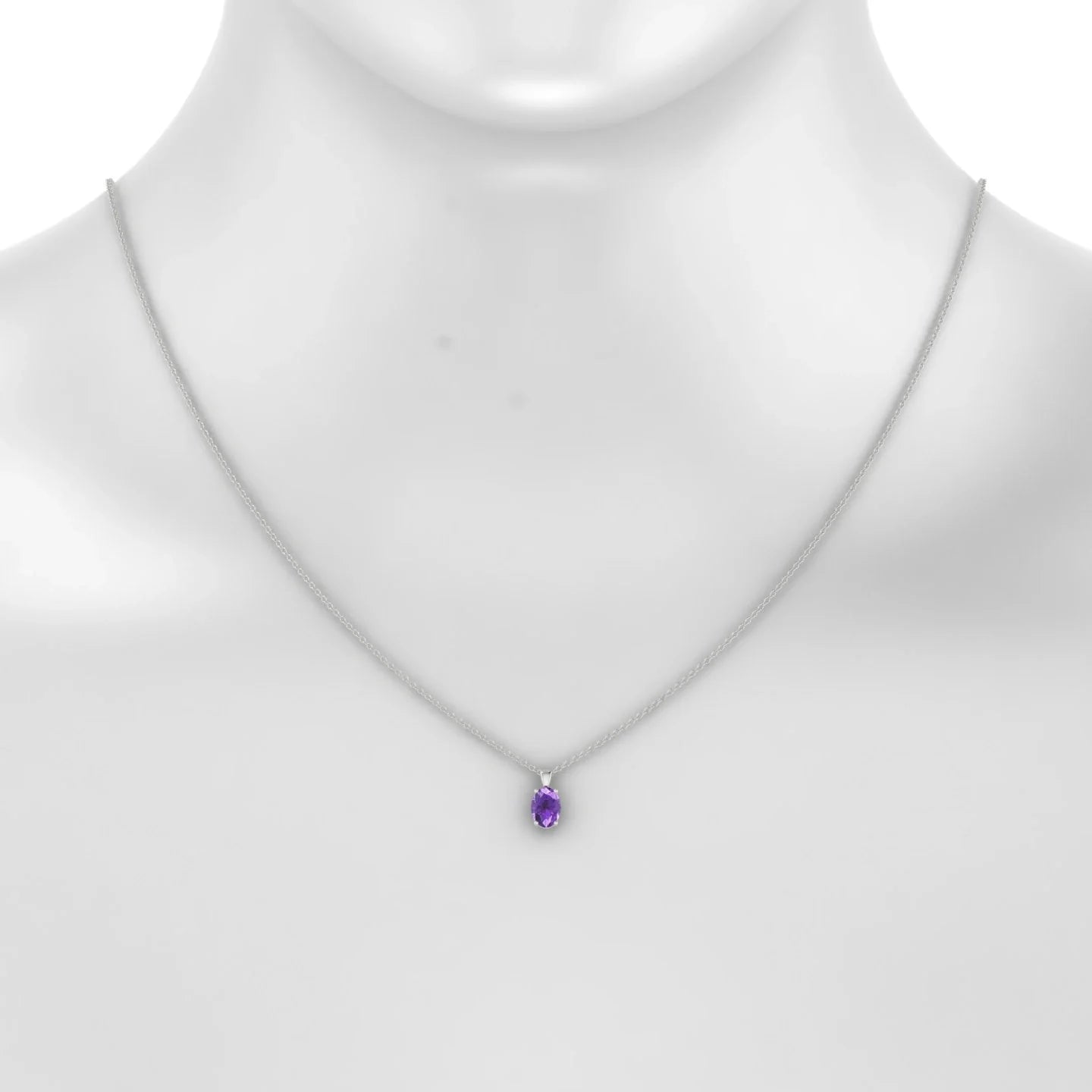 Reverse | 18k White Gold 7 x 5 mm Oval Amethyst Pendant