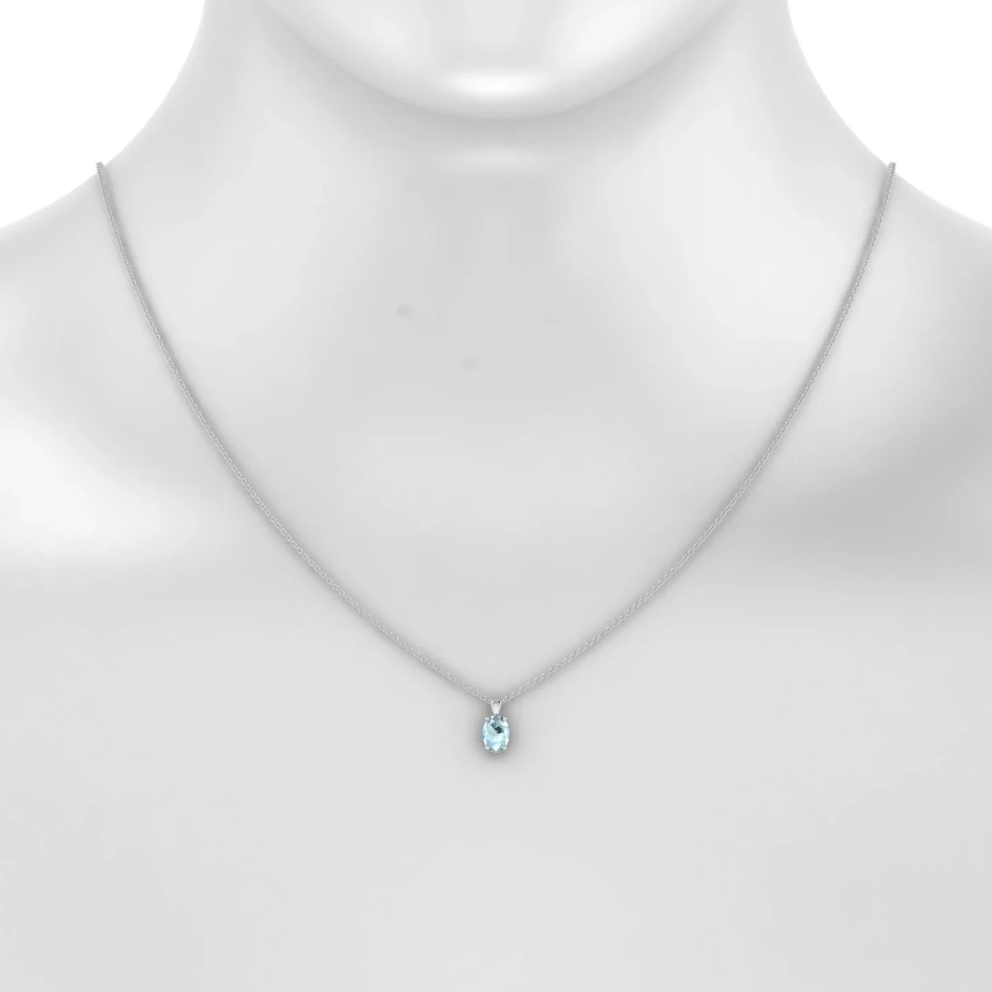 Reverse | 18k White Gold 7 x 5 mm Oval Aquamarine Pendant