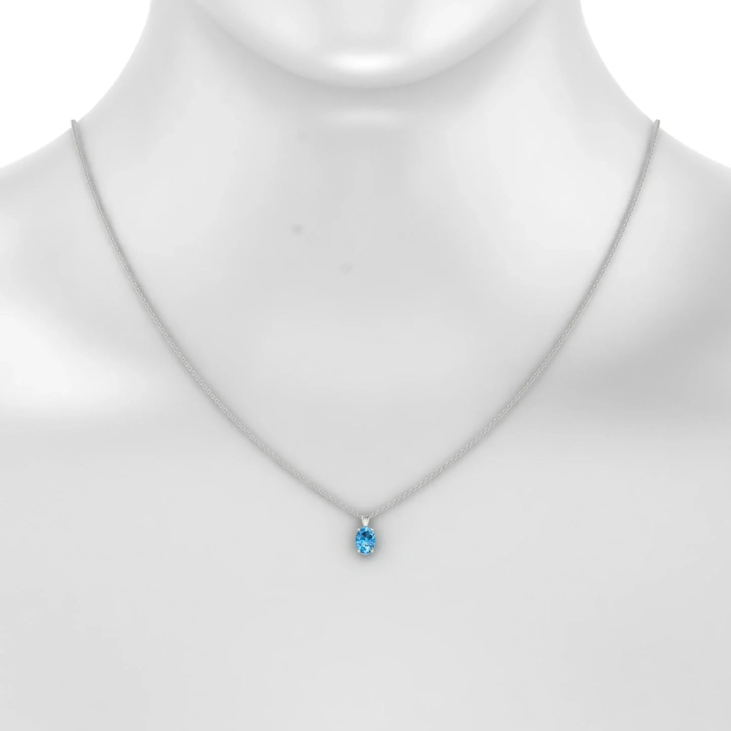Reverse | 18k White Gold 7 x 5 mm Oval Topaz Pendant