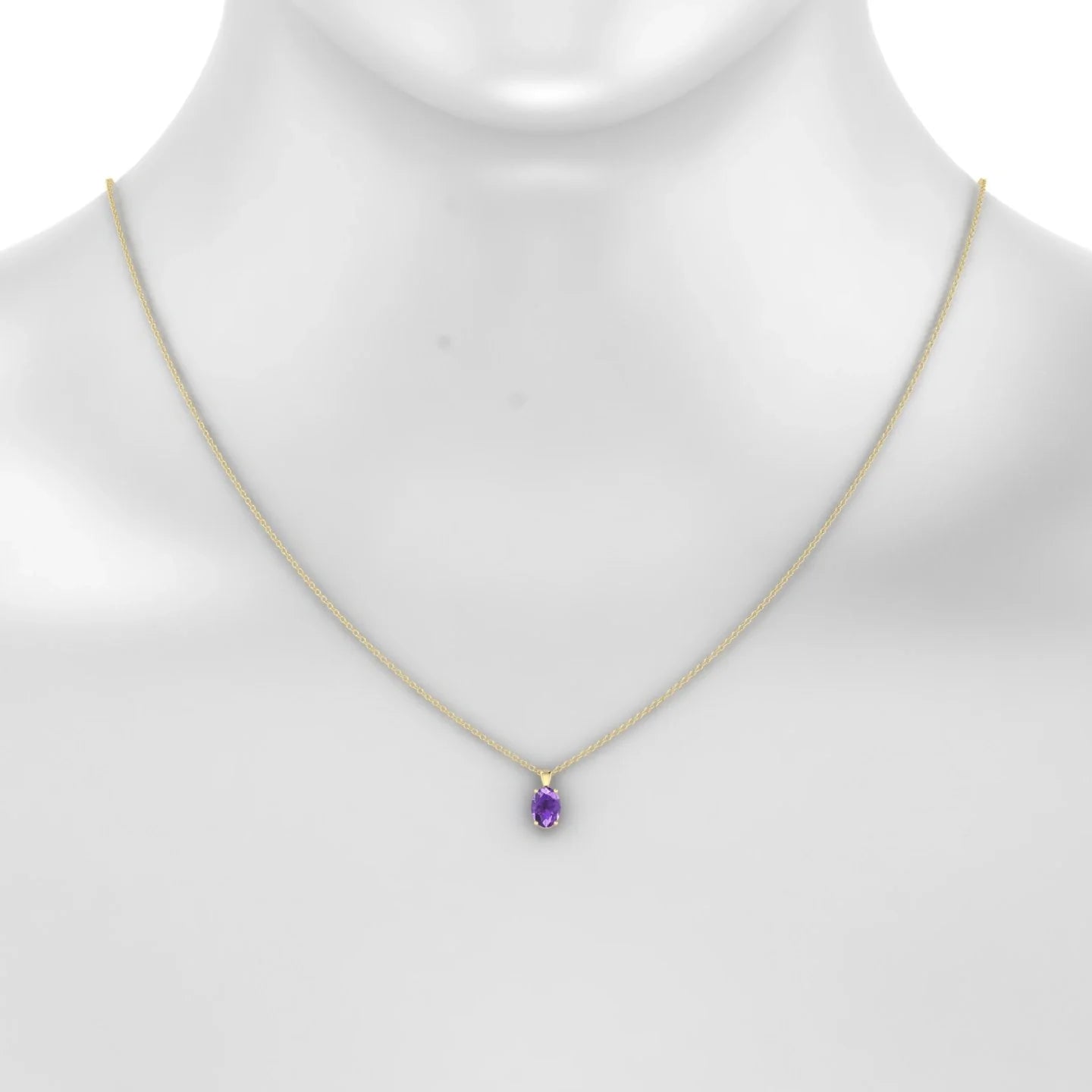 Reverse | 18k Yellow Gold 7 x 5 mm Oval Amethyst Pendant