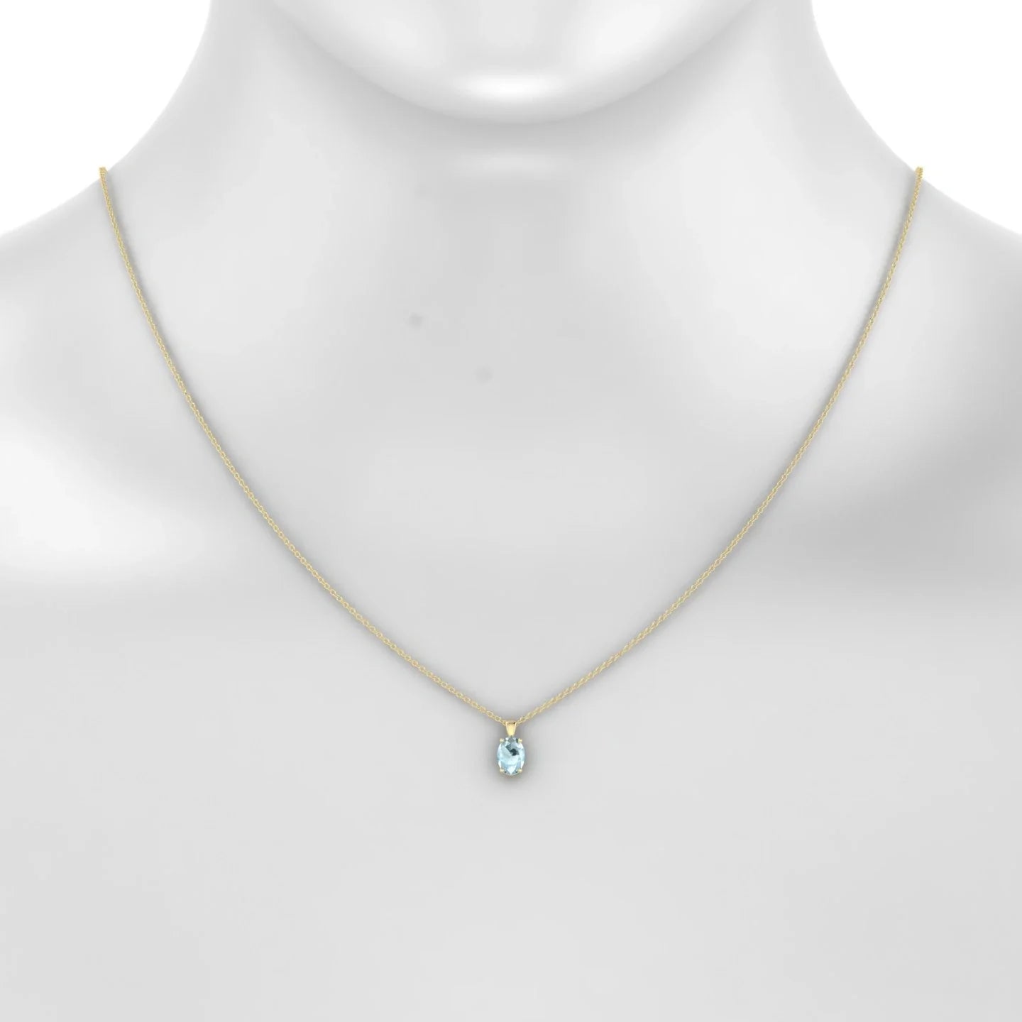 Reverse | 18k Yellow Gold 7 x 5 mm Oval Aquamarine Pendant