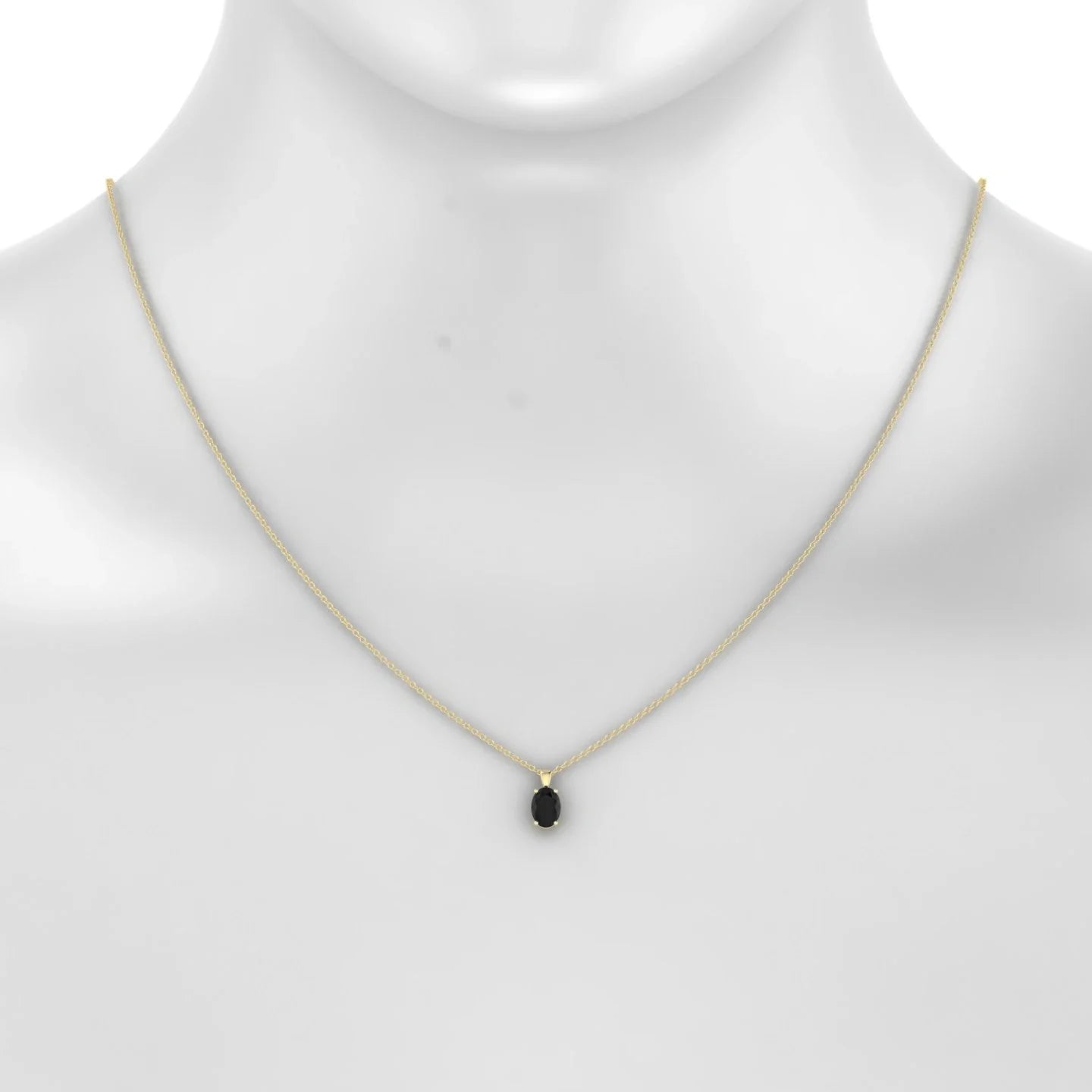 Reverse | 18k Yellow Gold 7 x 5 mm Oval Black Diamond Pendant