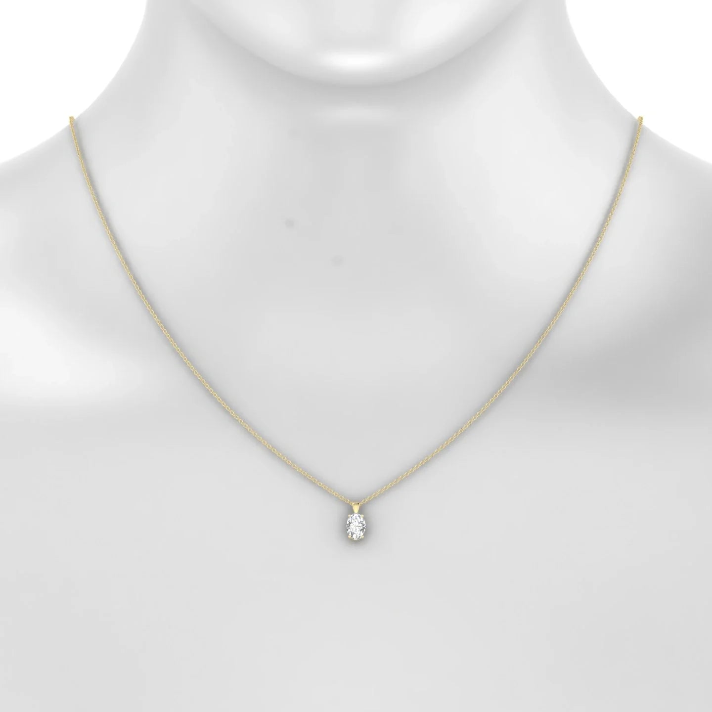 Reverse | 18k Yellow Gold 7 x 5 mm Oval Diamond Pendant