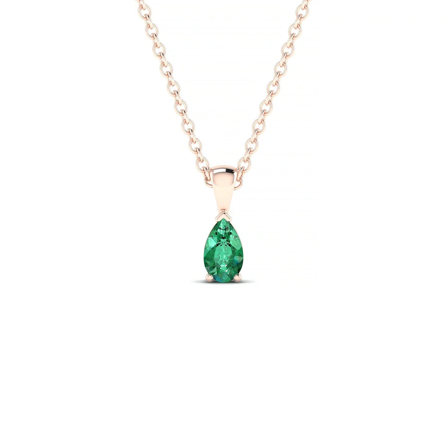 Reverse | 18k Rose Gold 5 x 3 mm Pear Emerald Pendant