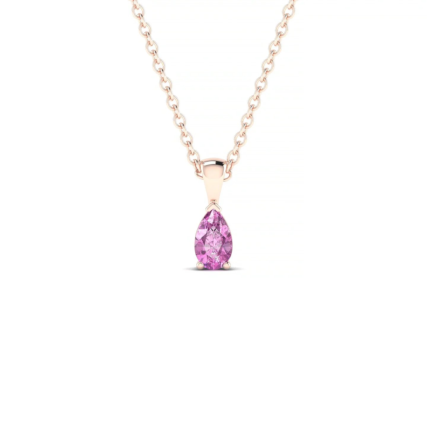 Reverse | 18k Rose Gold 5 x 3 mm Pear Pink Sapphire Pendant