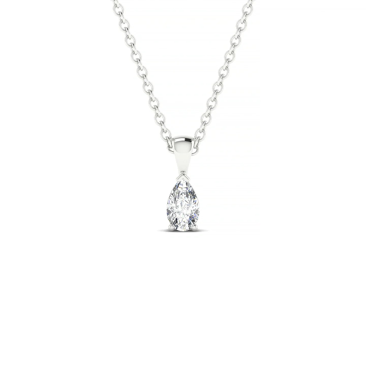 Reverse | 18k White Gold 5 x 3 mm Pear Diamond Pendant