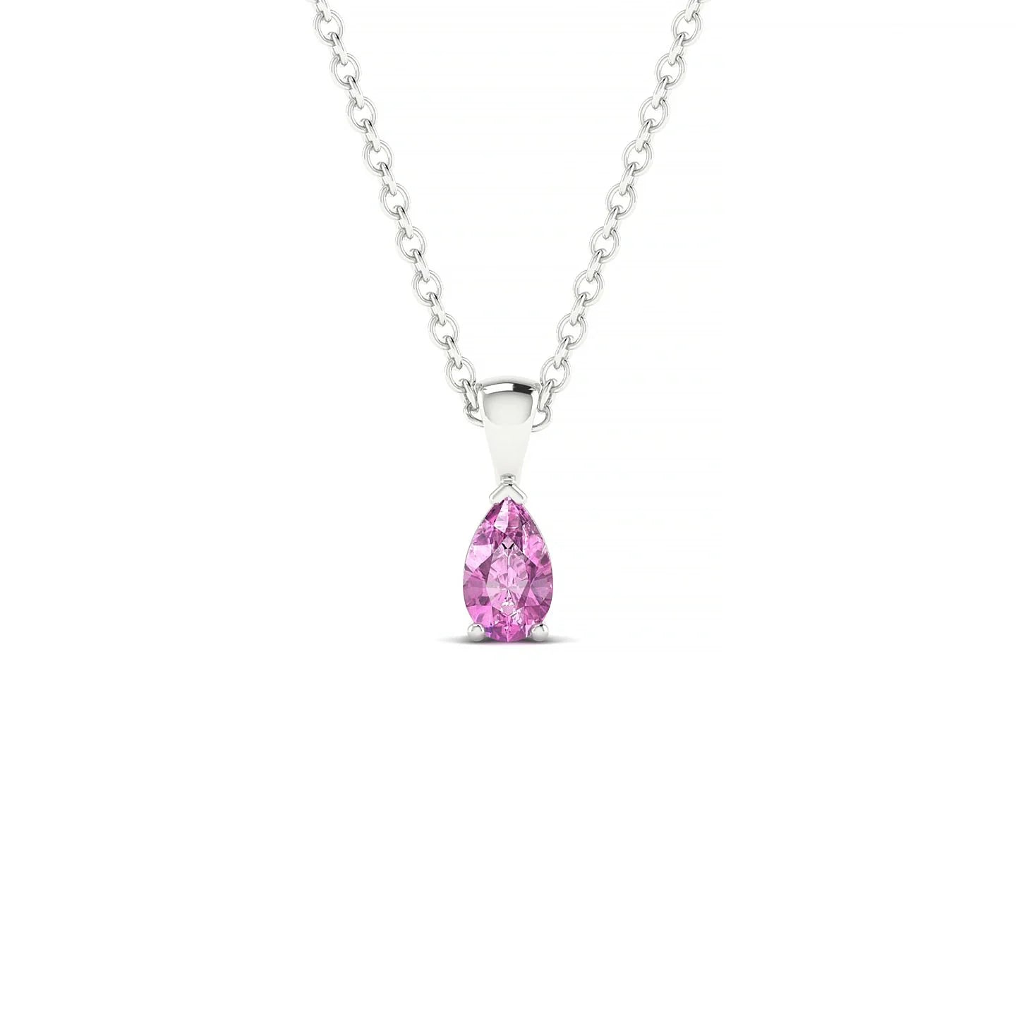 Reverse | 18k White Gold 5 x 3 mm Pear Pink Sapphire Pendant