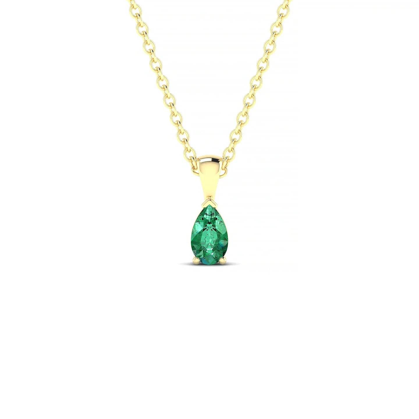 Reverse | 18k Yellow Gold 5 x 3 mm Pear Emerald Pendant